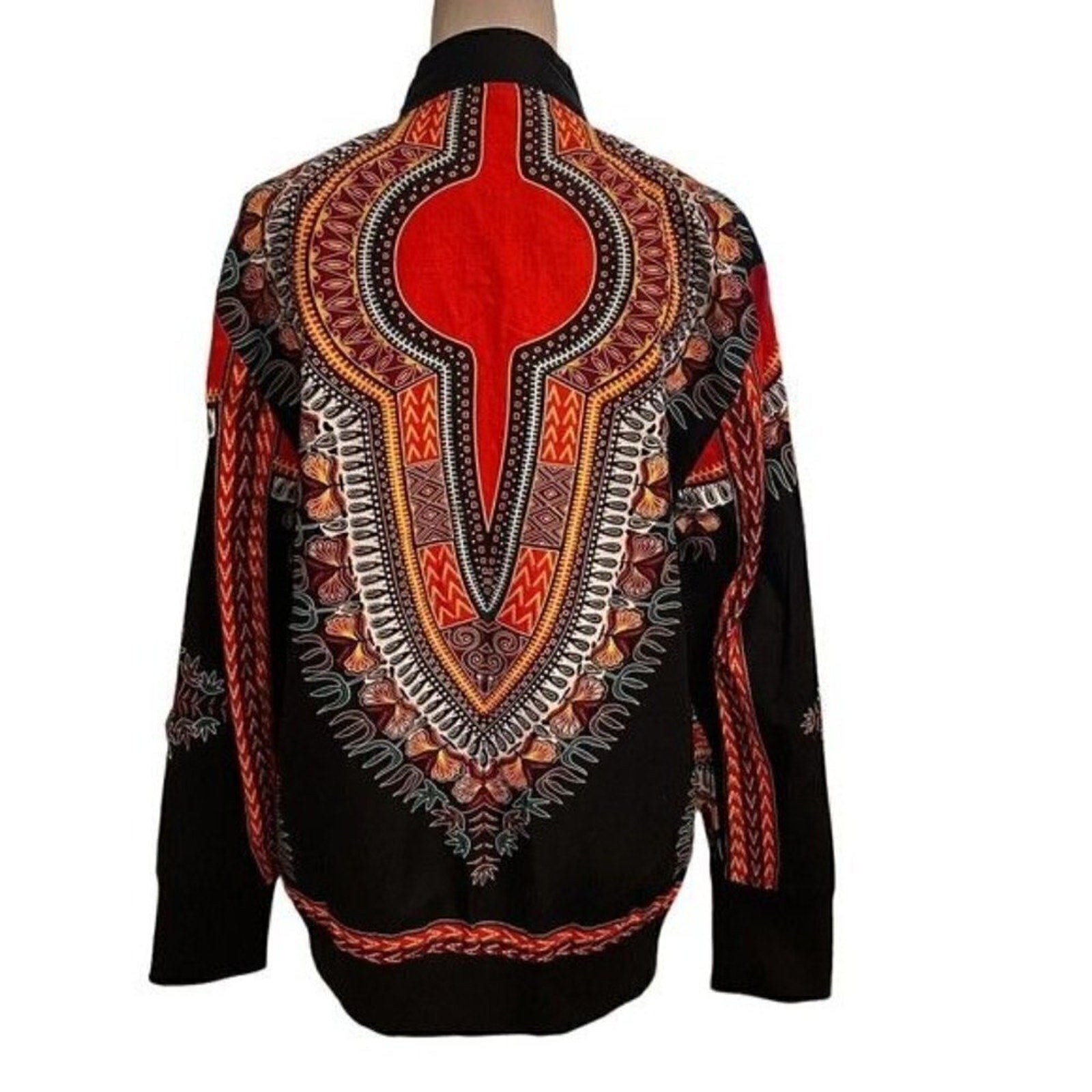 African Dashiki Women’s Jacket – Size XL, Long Sleeve Full-Zip, Breathable Dashiki Print, #SH