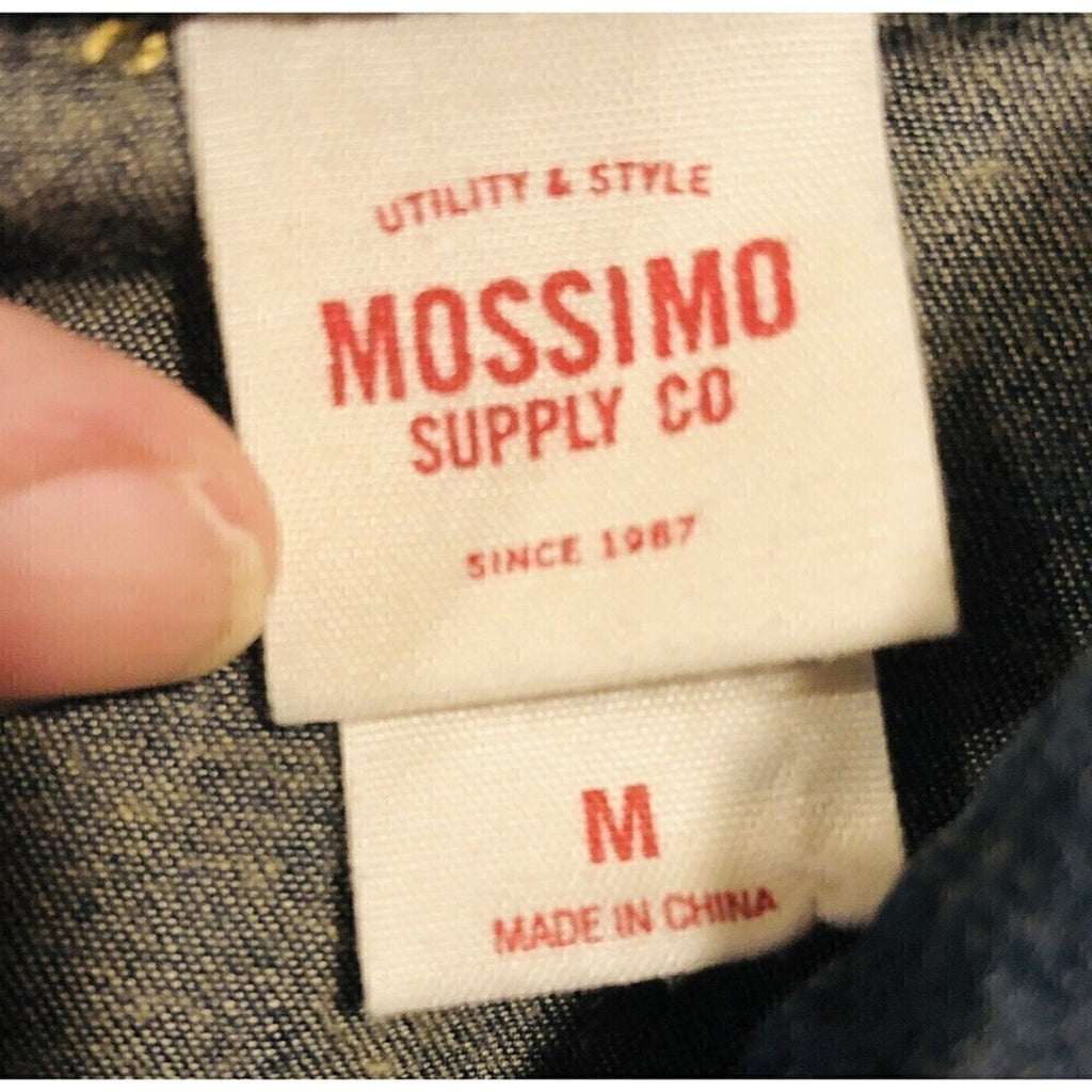 Mossimo Supply Co. Blue Jean Shirt Womens (M)Button Up Long Sleeve Flap Pockets