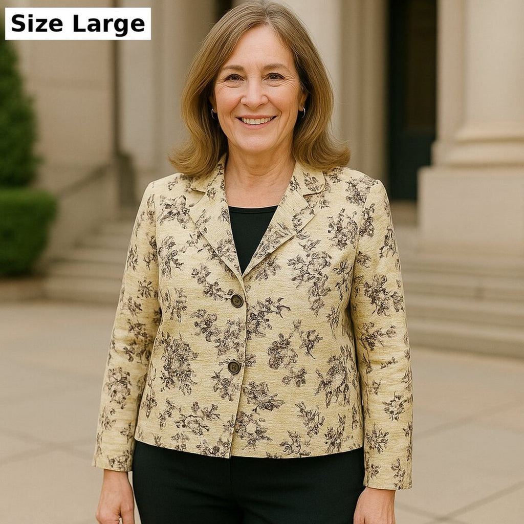 J. JILL Women's Crop Floral Jacket Sz. L, 100% COTTON, Classic, Corporate, Party