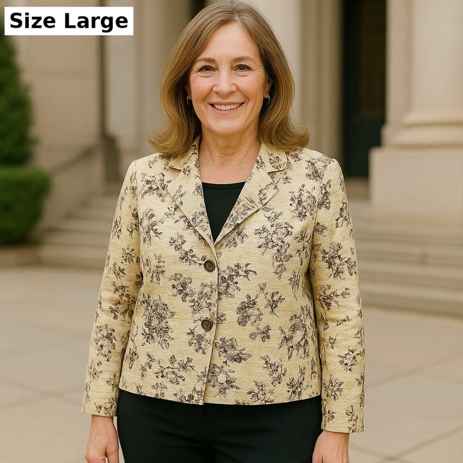 J. JILL Women's Crop Floral Jacket Sz. L, 100% COTTON, Classic, Corporate, Party