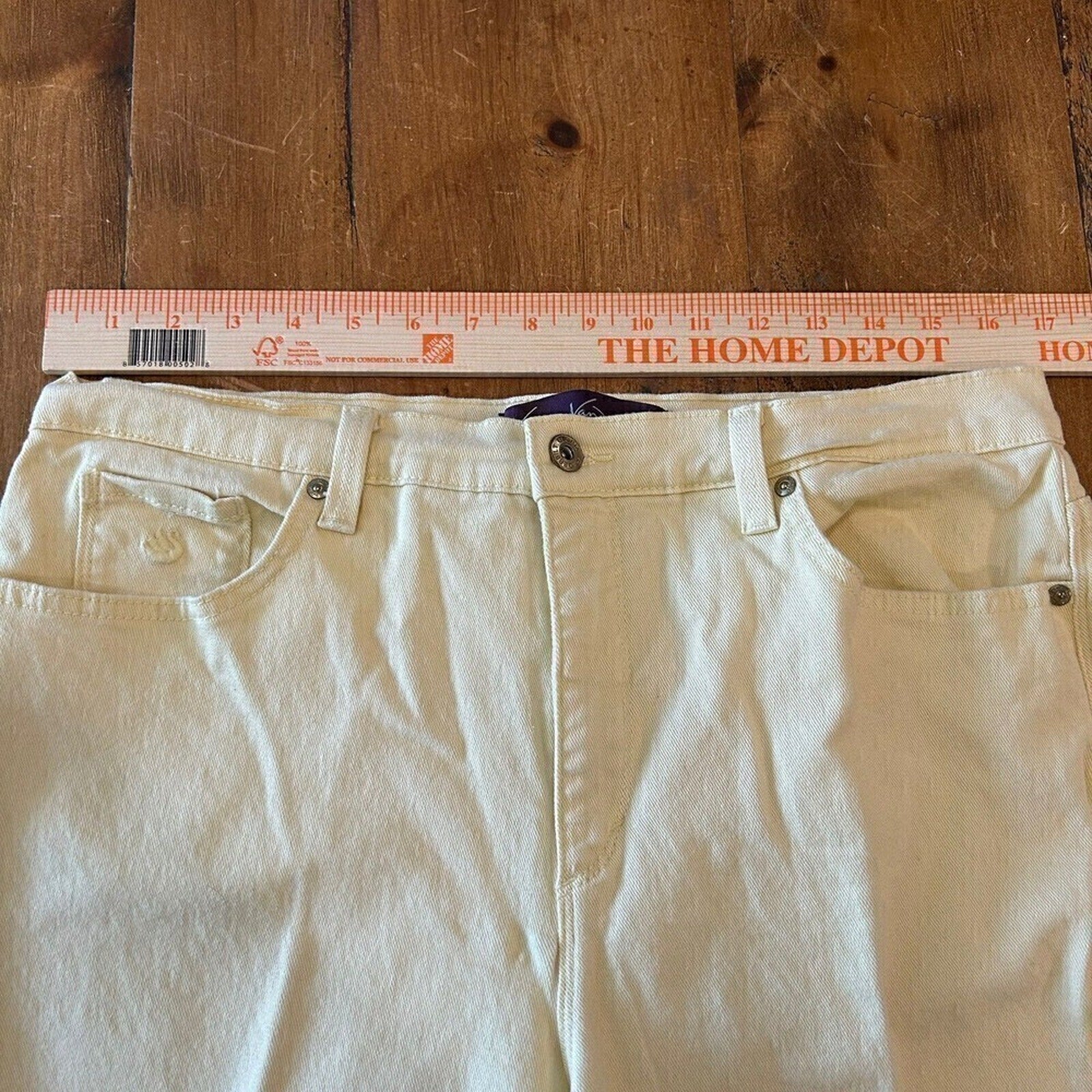 Gloria Vanderbilt High-Rise Jeans, Baby Yellow (not white), Size 14, #1115