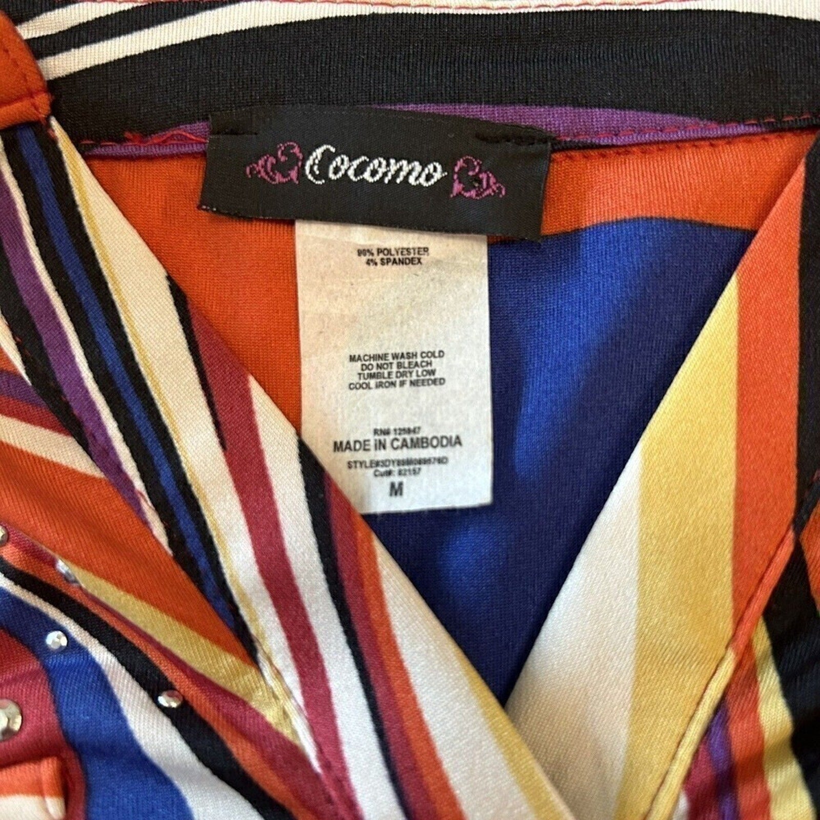 Cocomo Women’s High-Low Blouse | Artistic Pattern, Size M – 1118