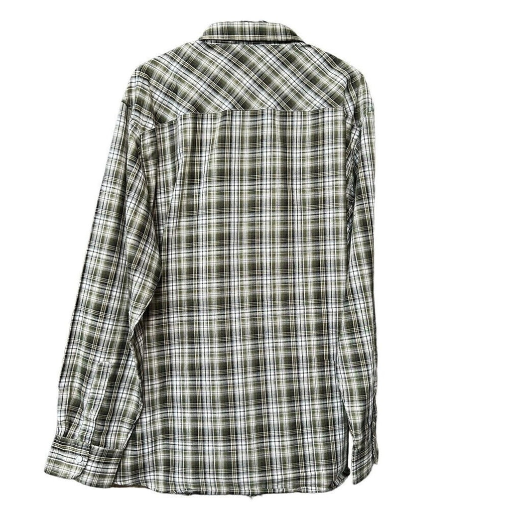 Haband Quality Comfort Men's Long Sleeve Pearl Snap Shirt Plaid Size XLT #G1230