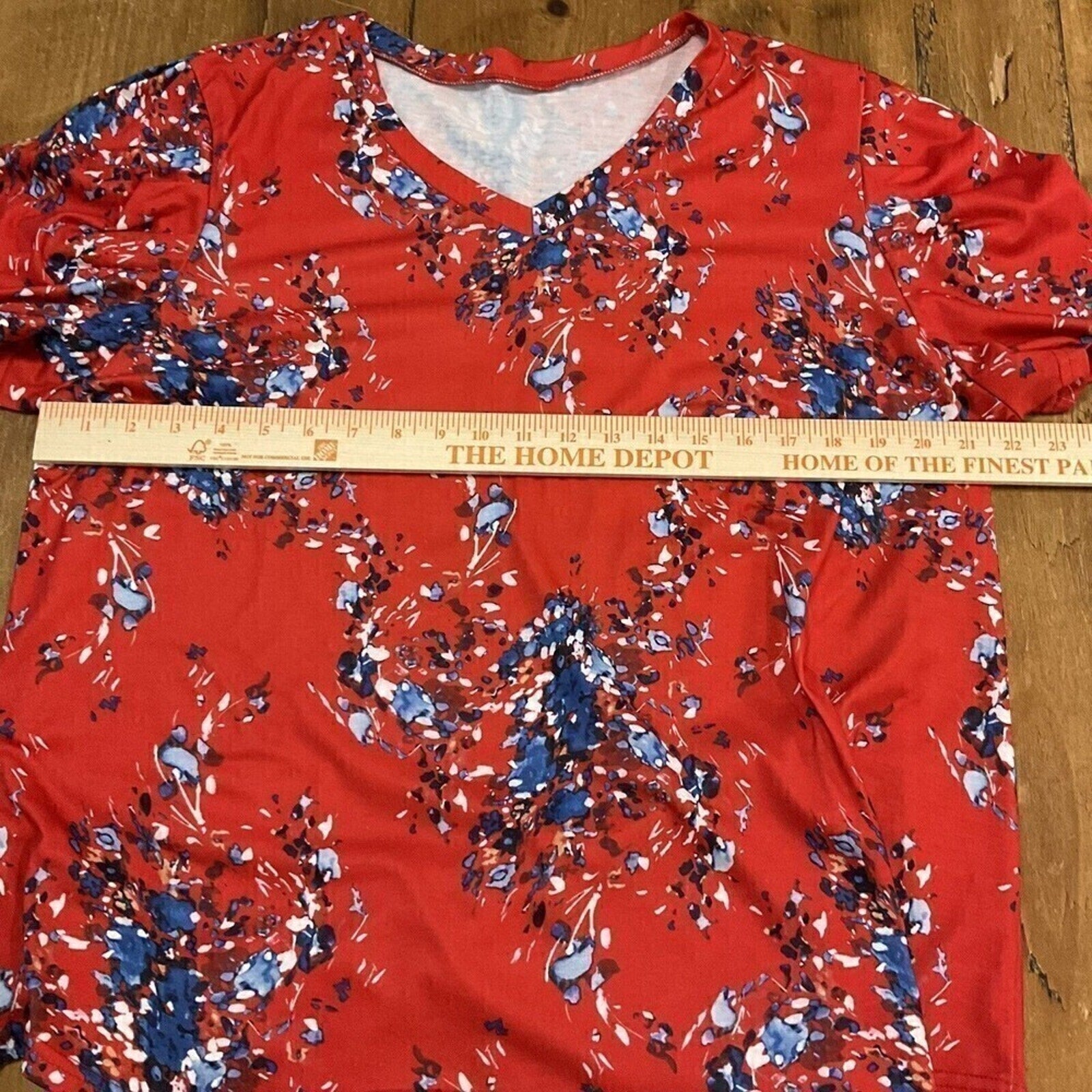 Women's Summer Tunic Top V-Neck Short Sleeve Casual Loose Fit Comfy #1099