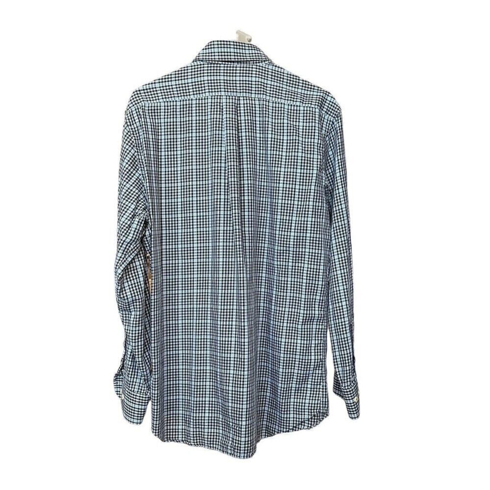 PETER MILLAR Mens (LG.) Button Down Shirt, Long Sleeve, Plaid Blue, Cotton #1145