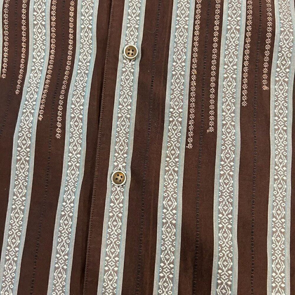 Robert Graham Mens Shirt Sz XL Striped Embroidered Rev.Cuffs Collar Stays #M1398