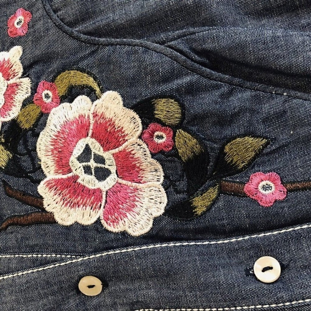 Chelsea & Violet Floral Embroidered Chambray Shirt Small