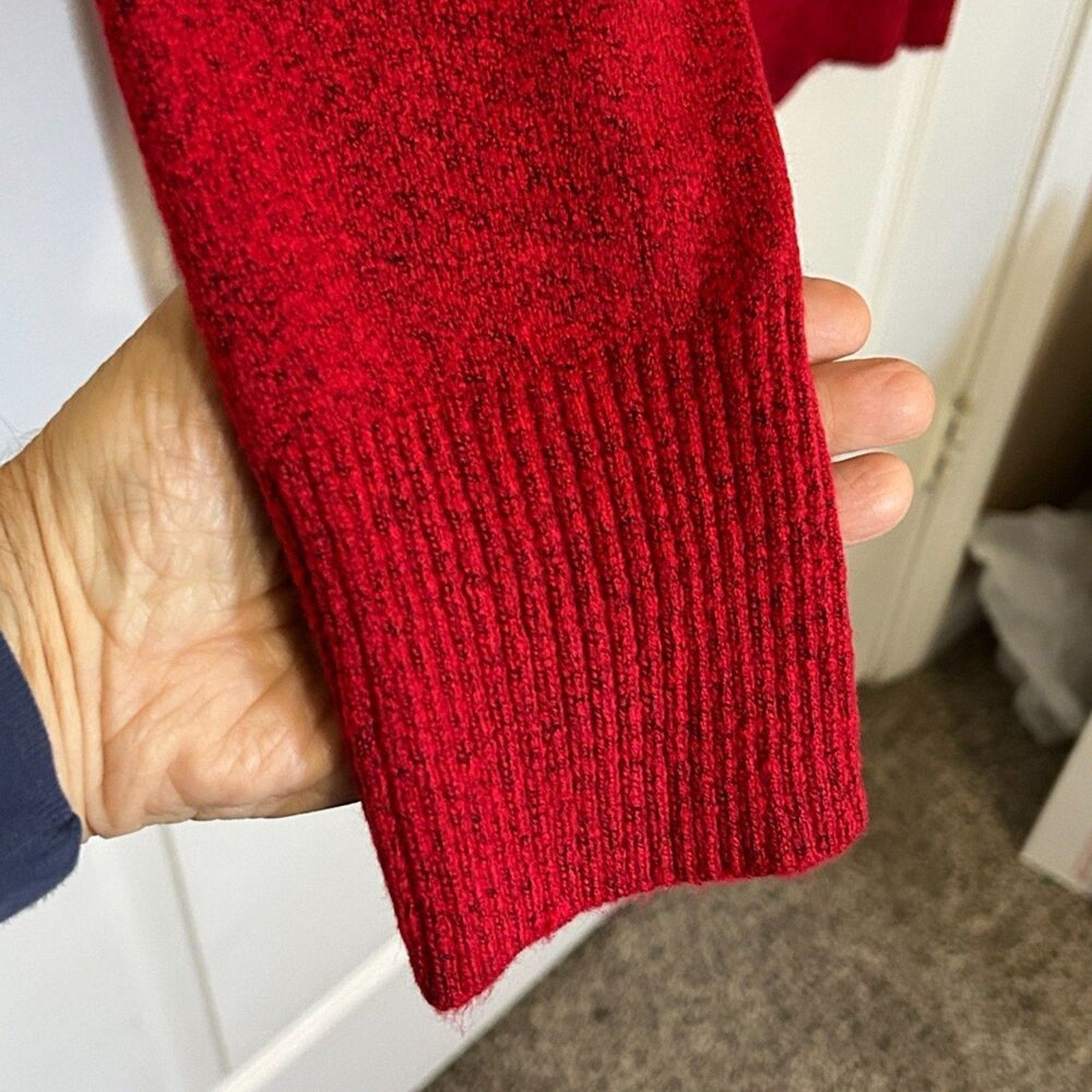 Talbots Red Mock Neck Sweater Women's Sz. L, Buttoned Mock Neck #