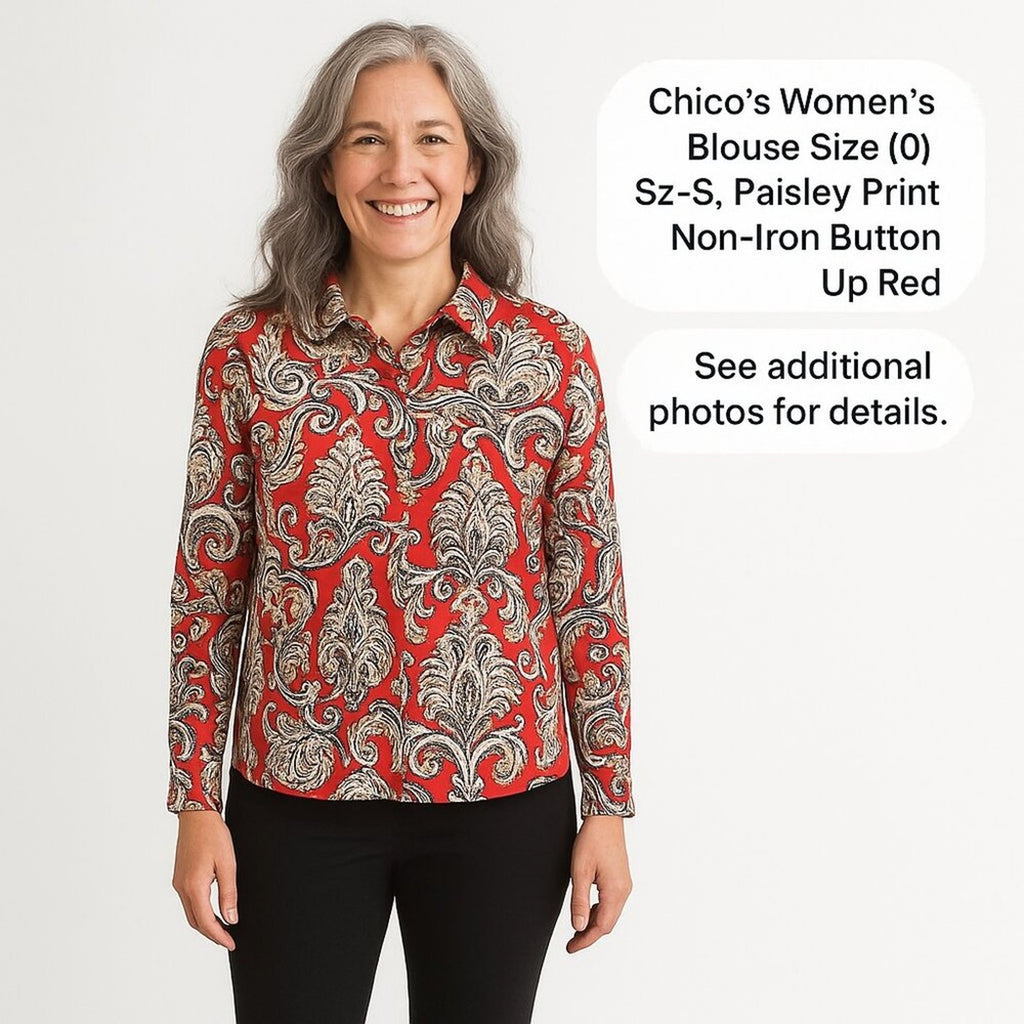 Chico’s Non‑Iron Paisley Button‑Up Blouse Sz. 0 - #H