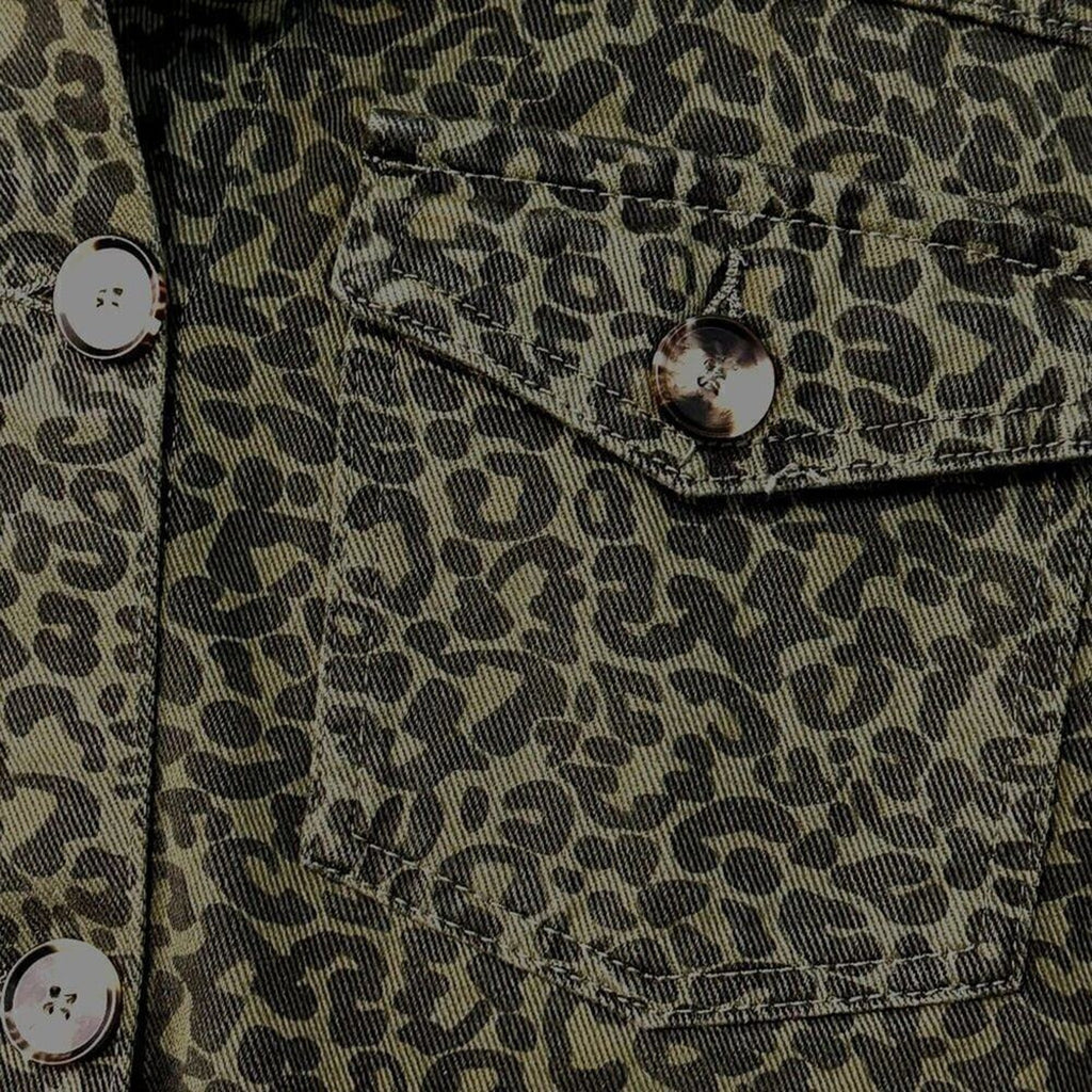 Lea & Viola Women's Crop Jacket Olive Green Size ( M ) Animal Print NWT #BH