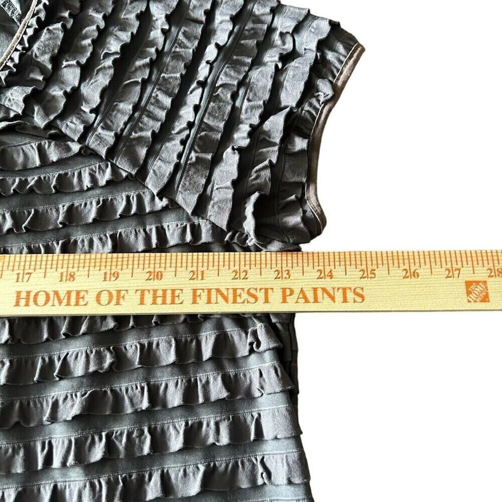 Moa Moa Women's Blouse Pullover - Short Sleeve Gray With Ruffles Size XL #1114