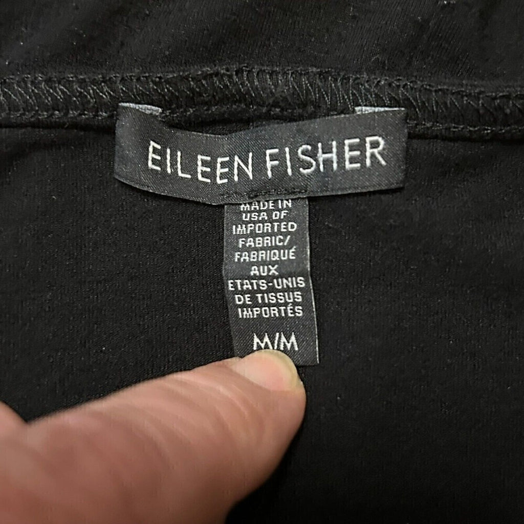 Eileen Fisher black viscose jersey spandex tank midi dress size M #C1179