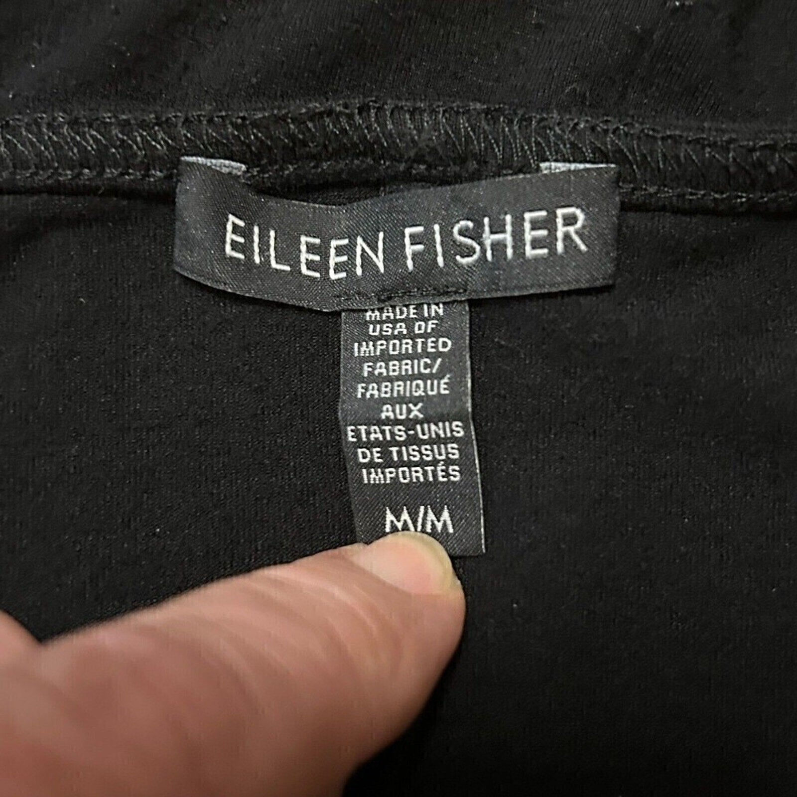 Eileen Fisher black viscose jersey spandex tank midi dress size M #C1179