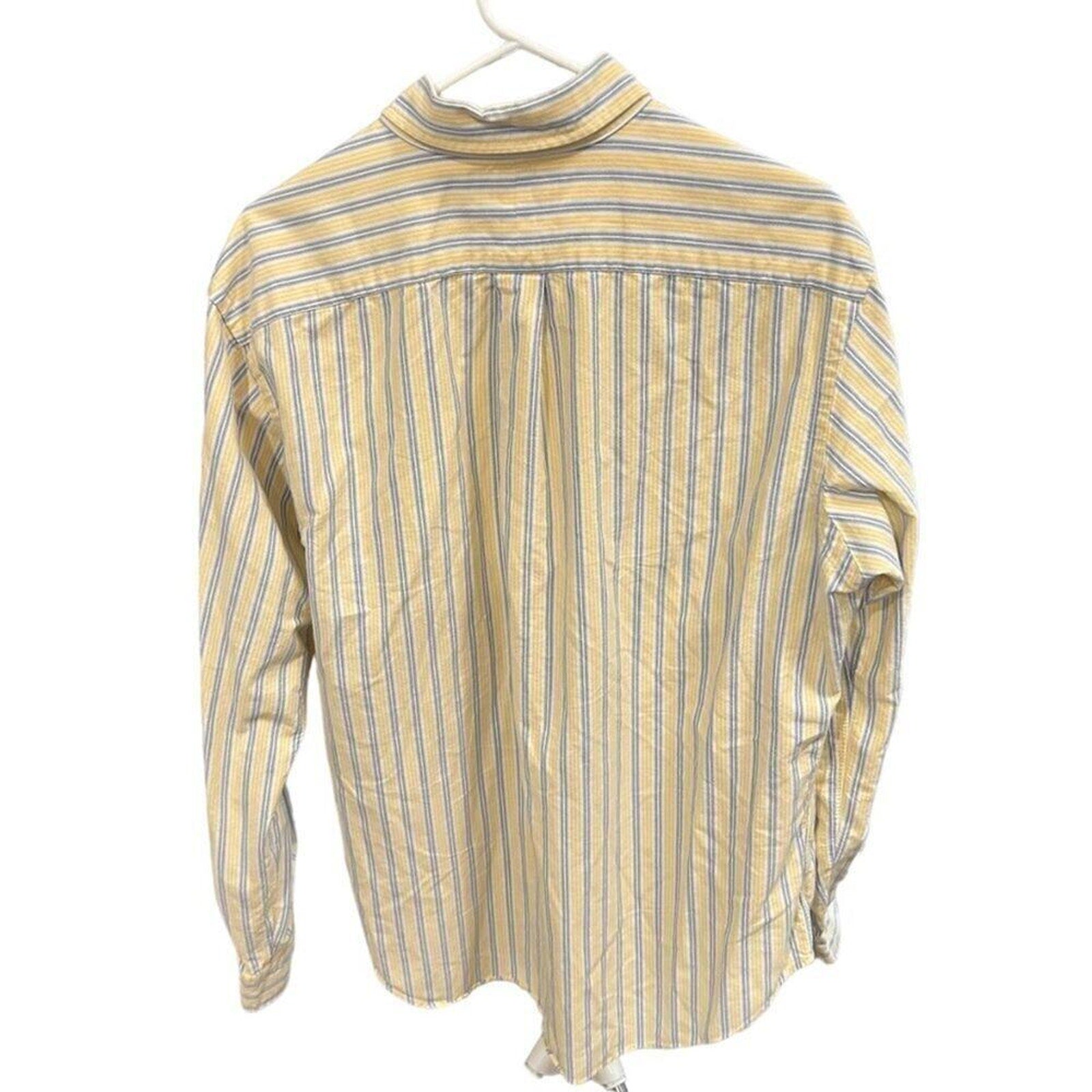 Ralph Lauren Yellow & White Striped Dress Shirt – Size Large – Classic Button-Up #M1382