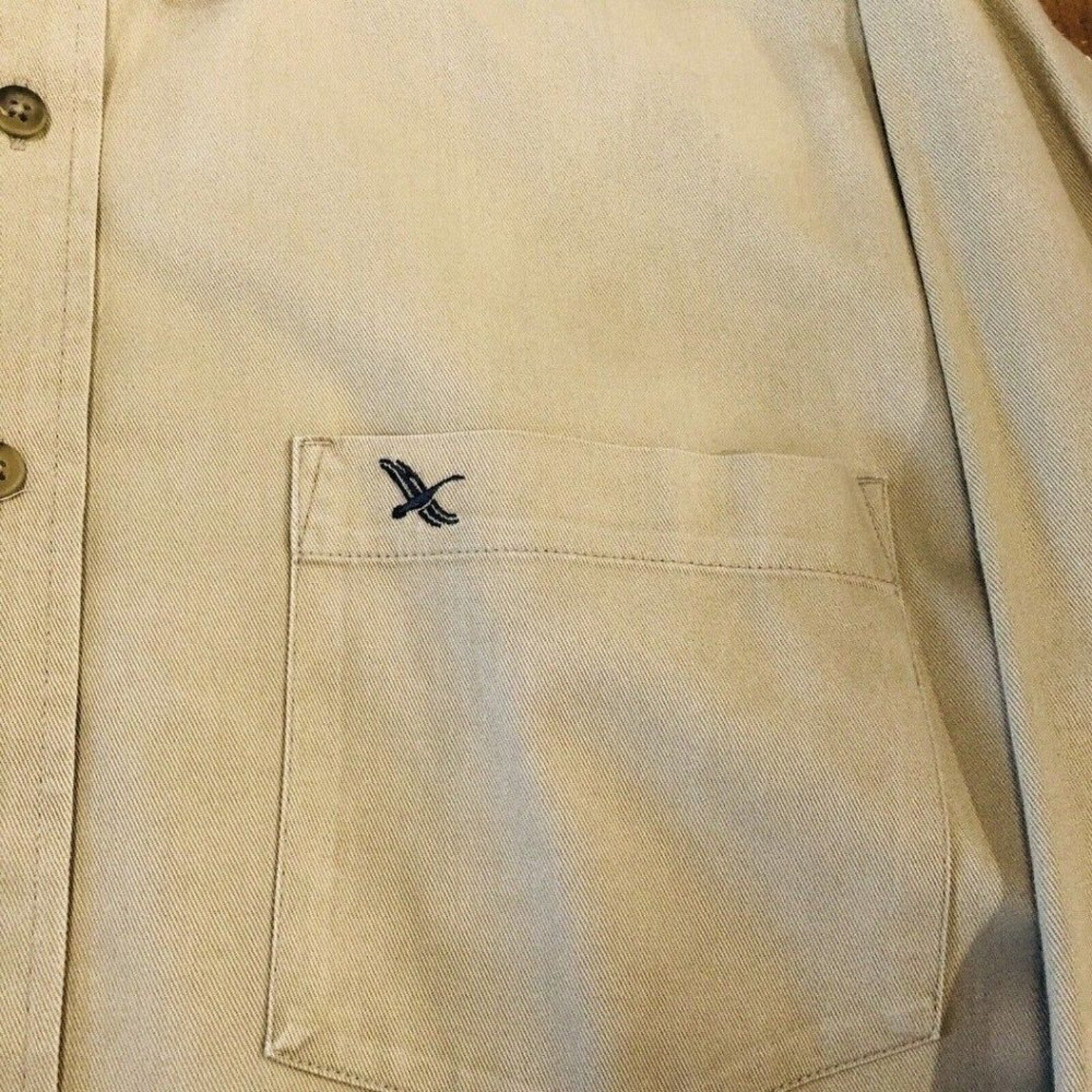 Eddie Bauer 100% cotton khaki tan Oxford button‑down shirt size M