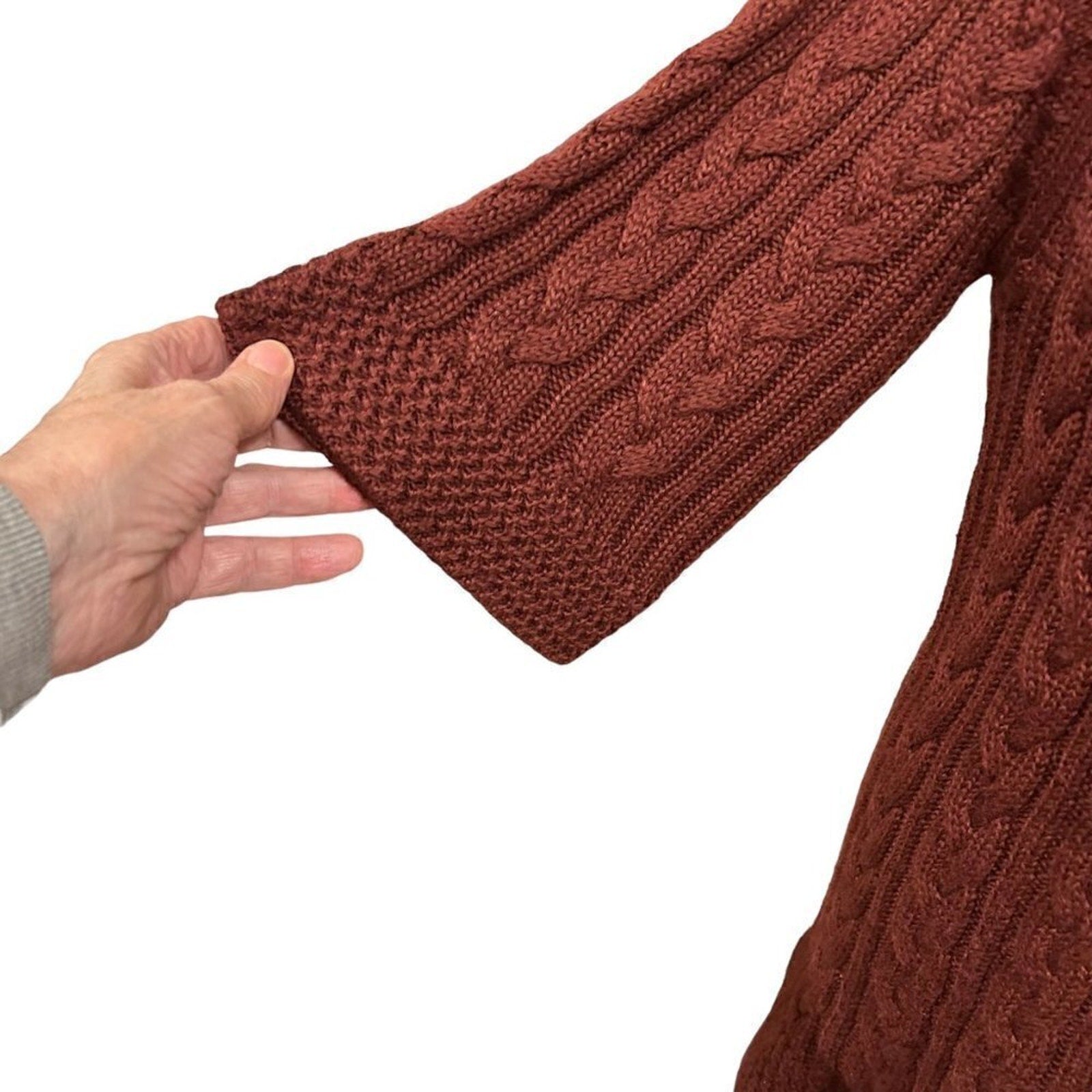 Coldwater Creek Womens Sweater Cable Stitch Vintage Fisherman Size XL /18 #L1374