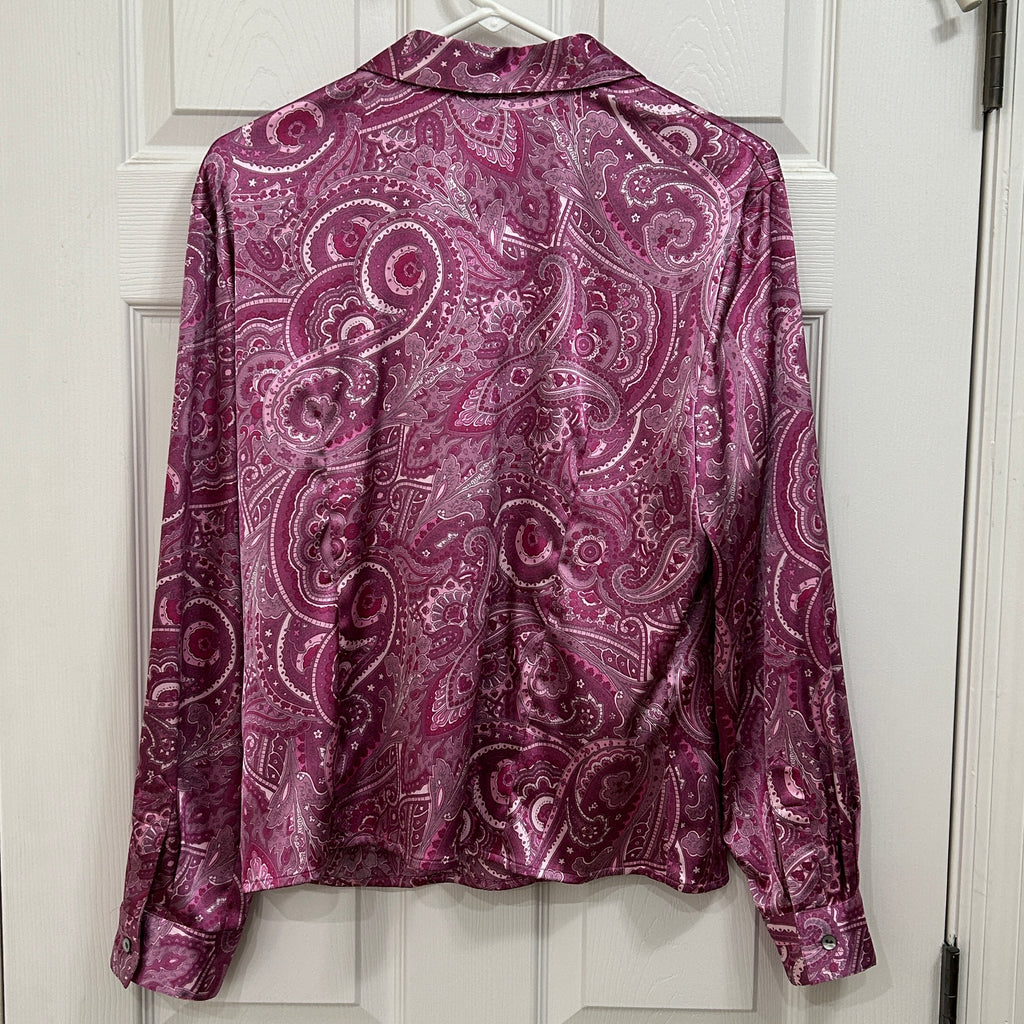 Kasper & Company Women’s Paisley Purple Long Sleeve Blouse Size 14P