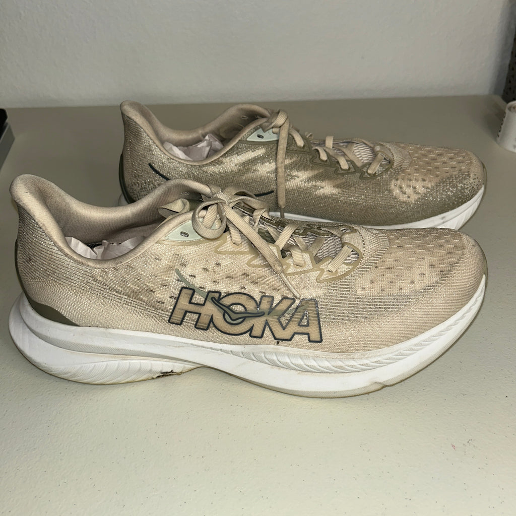 HOKA Mach 6 Running Shoes Beige Men's Size 12.5 Lightweight