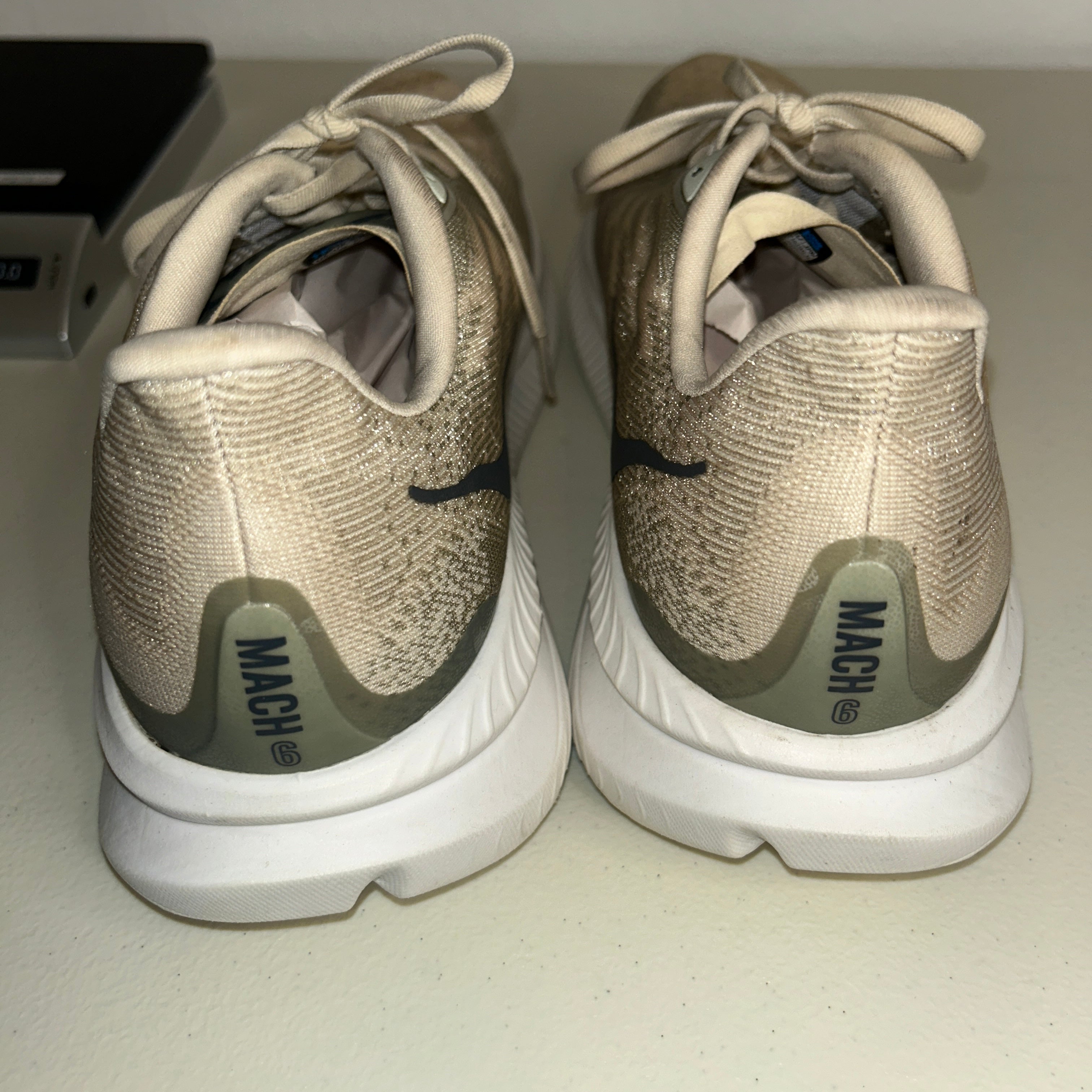 HOKA Mach 6 Running Shoes Beige Men's Size 12.5 Lightweight