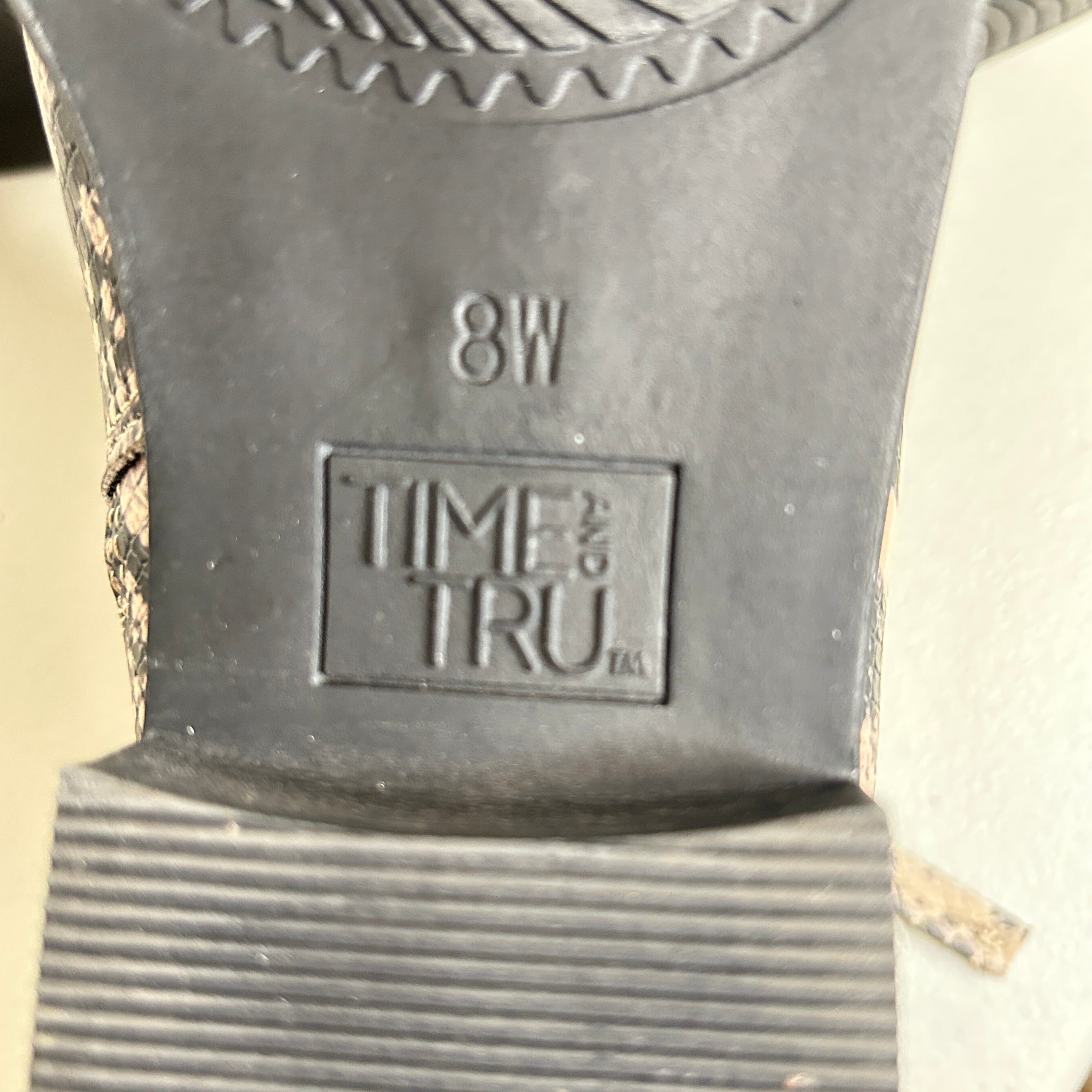 Time and Tru Ankle Boot Snake Print Zip Sides Size 8W