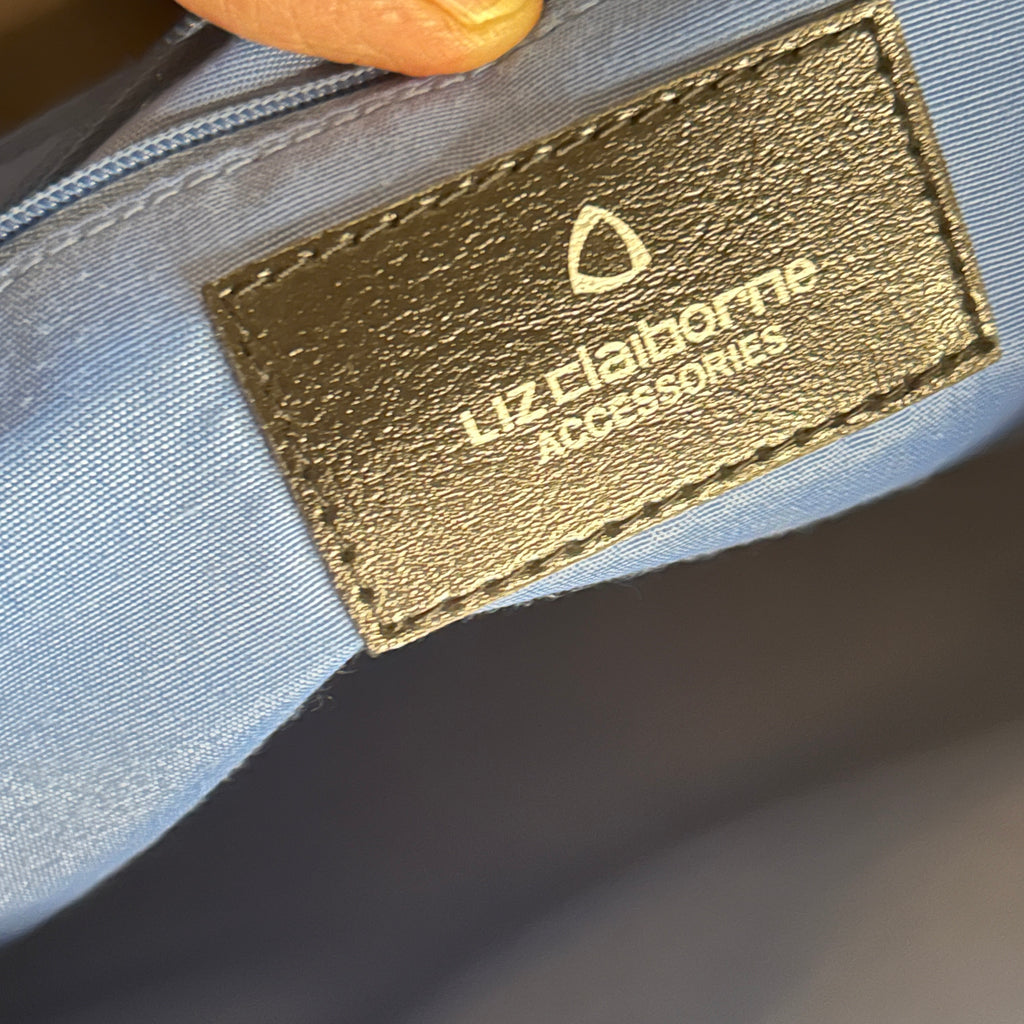 Liz Claiborne Shoulder Bag Chocolate Brown Silver Hardware Adjustable Strap