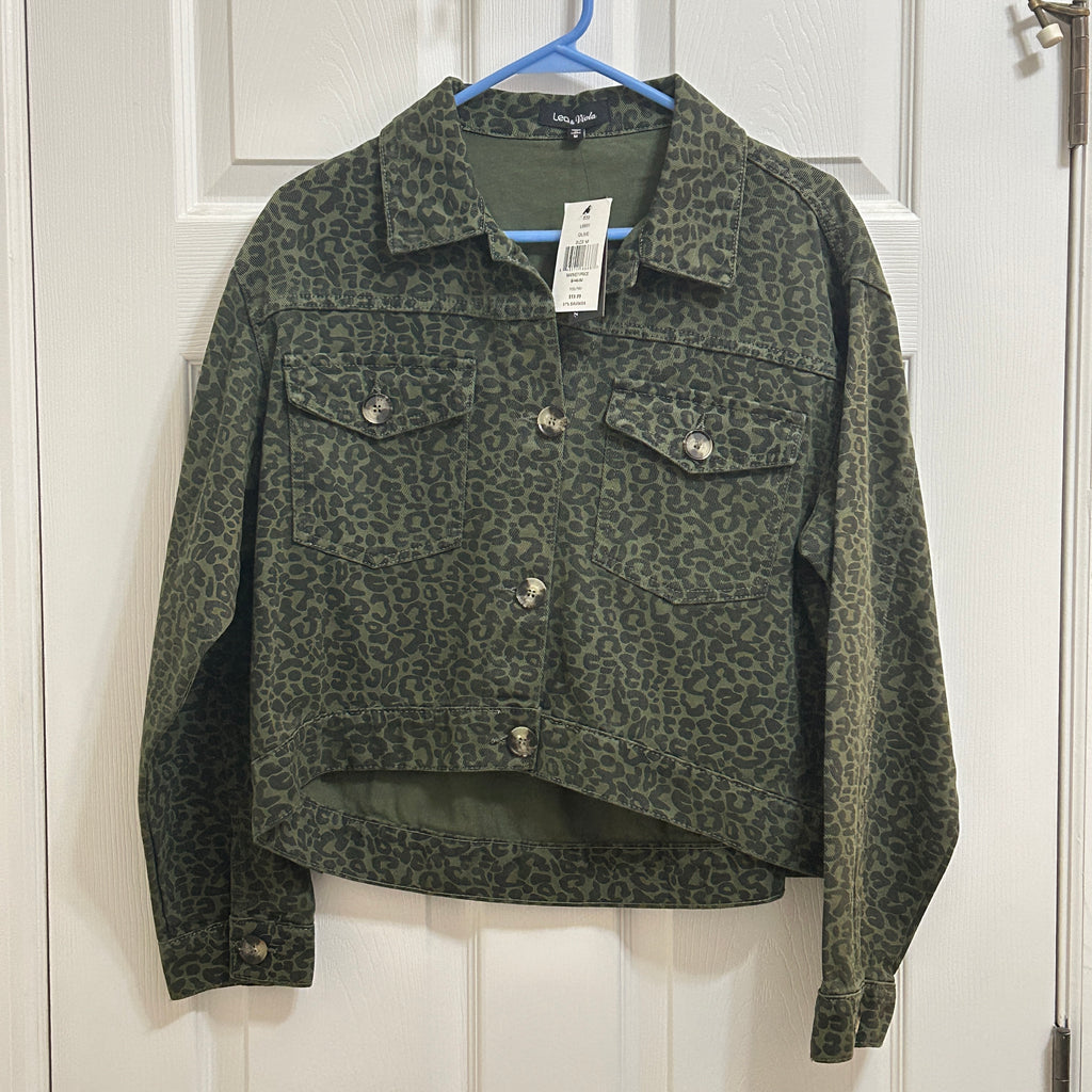 Lea & Viola Animal Women's Jacket Print Olive Green Size Medium