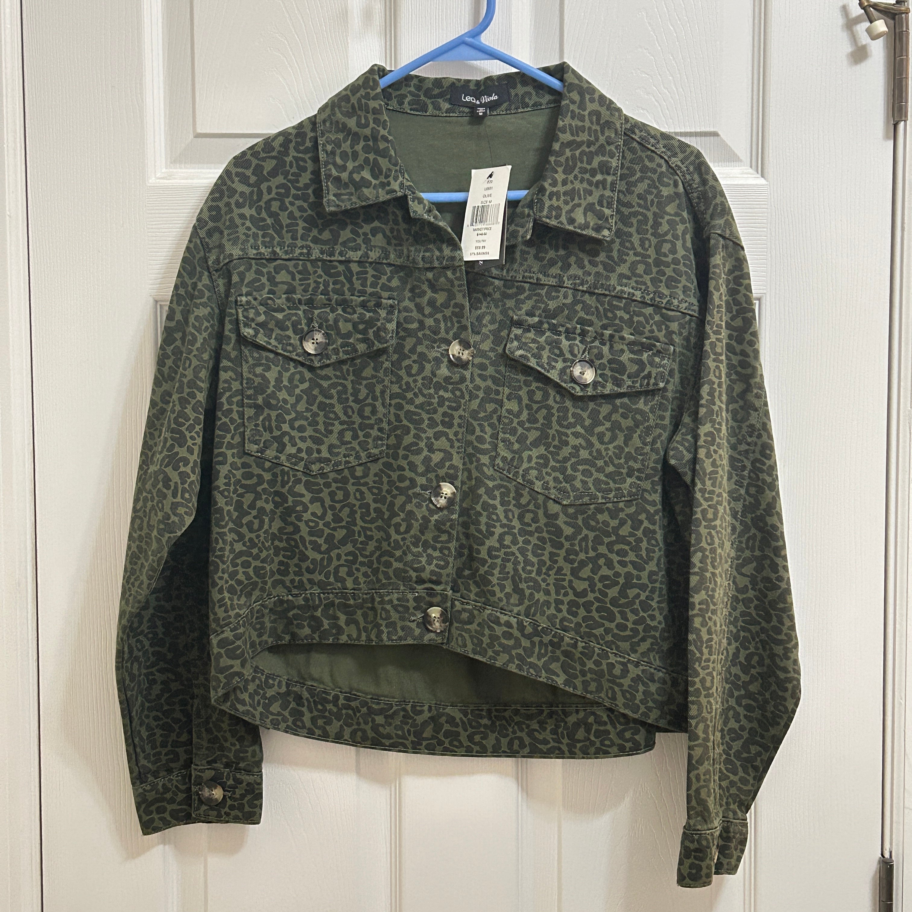 Lea & Viola Animal Women's Jacket Print Olive Green Size Medium