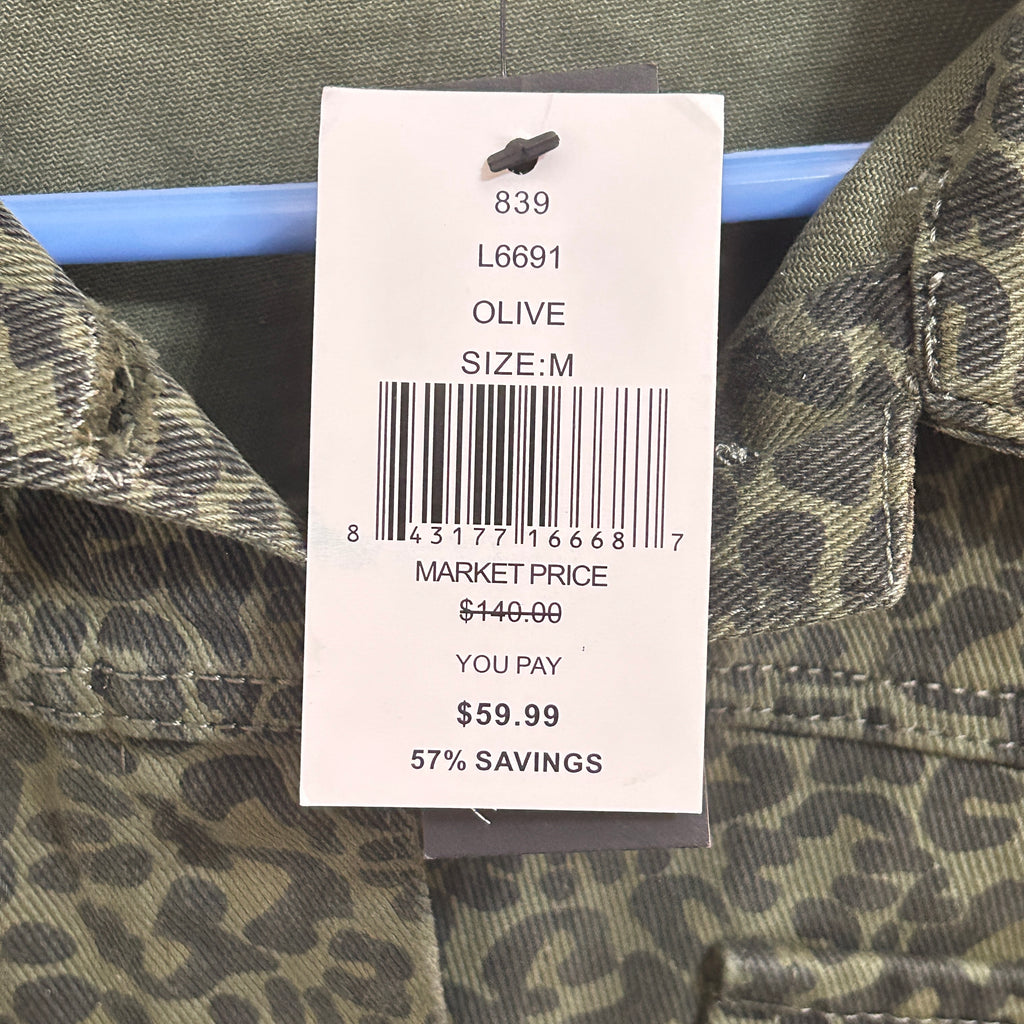 Lea & Viola Animal Women's Jacket Print Olive Green Size Medium