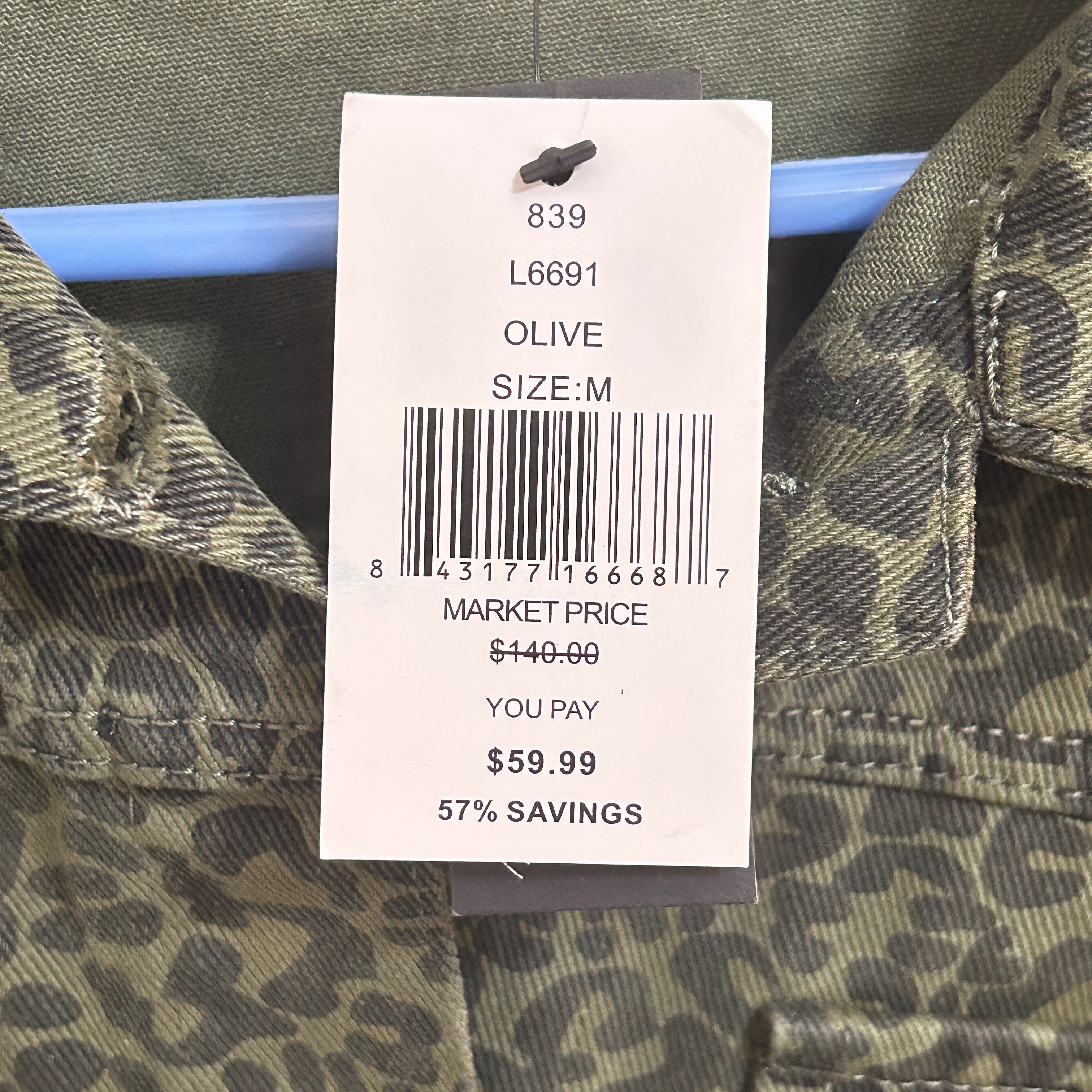 Lea & Viola Animal Women's Jacket Print Olive Green Size Medium