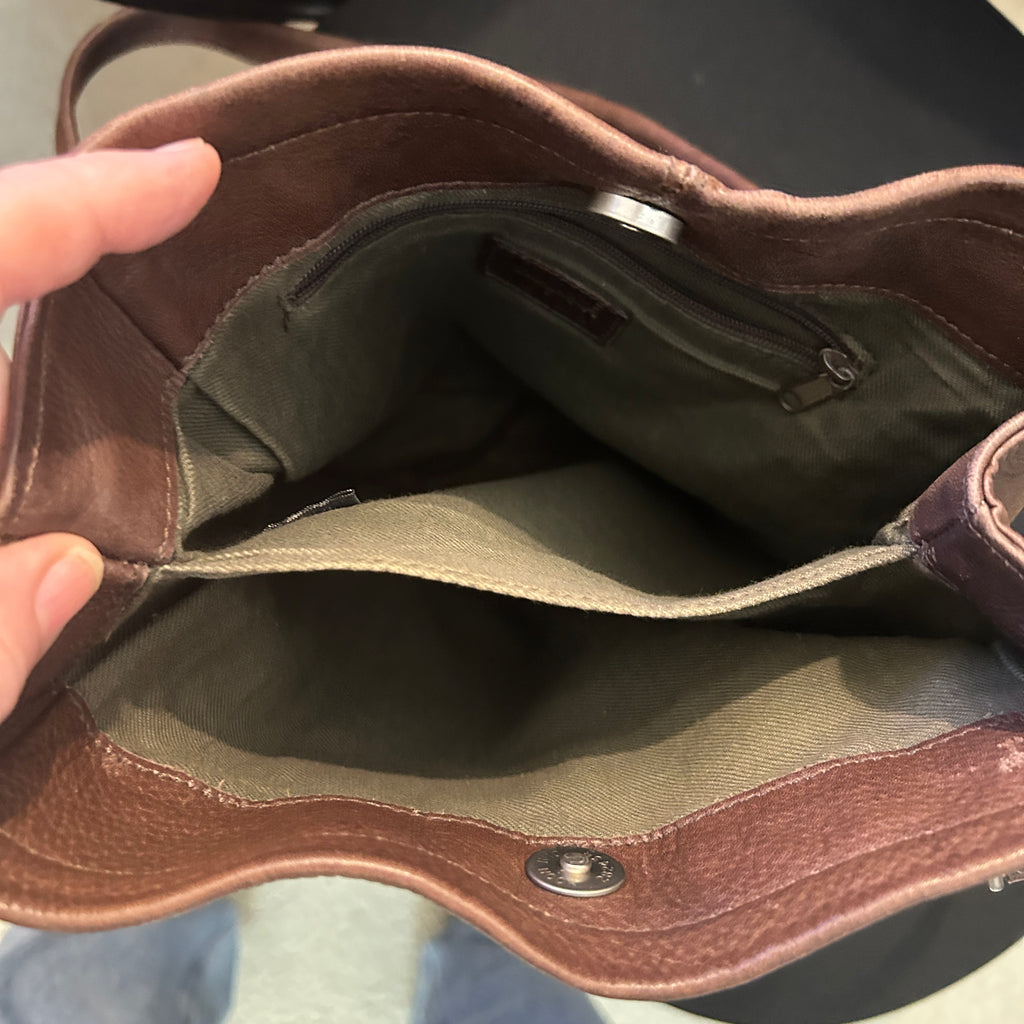 Nine West Brown Leather Shoulder Bag Medium Tote Purse