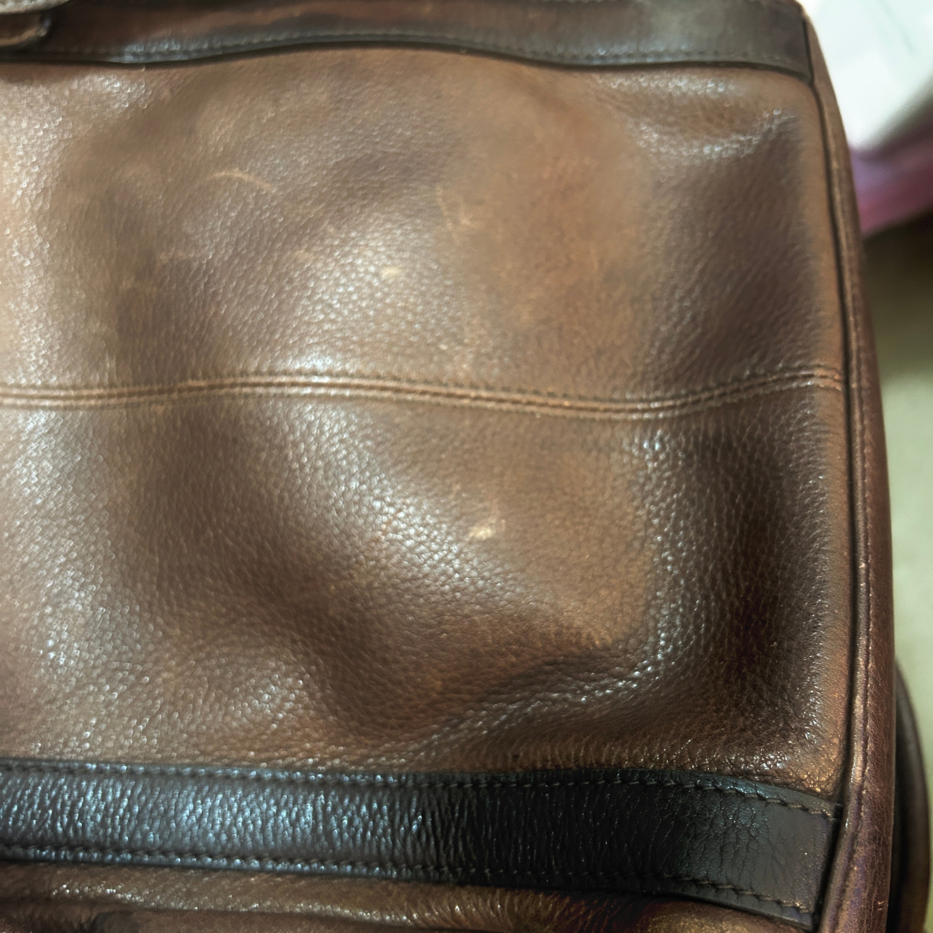 Nine West Brown Leather Shoulder Bag Medium Tote Purse