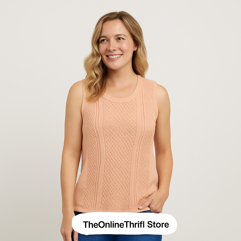 Saturday/Sunday Women’s Peach Knit Tank Top – Size Large #N1426