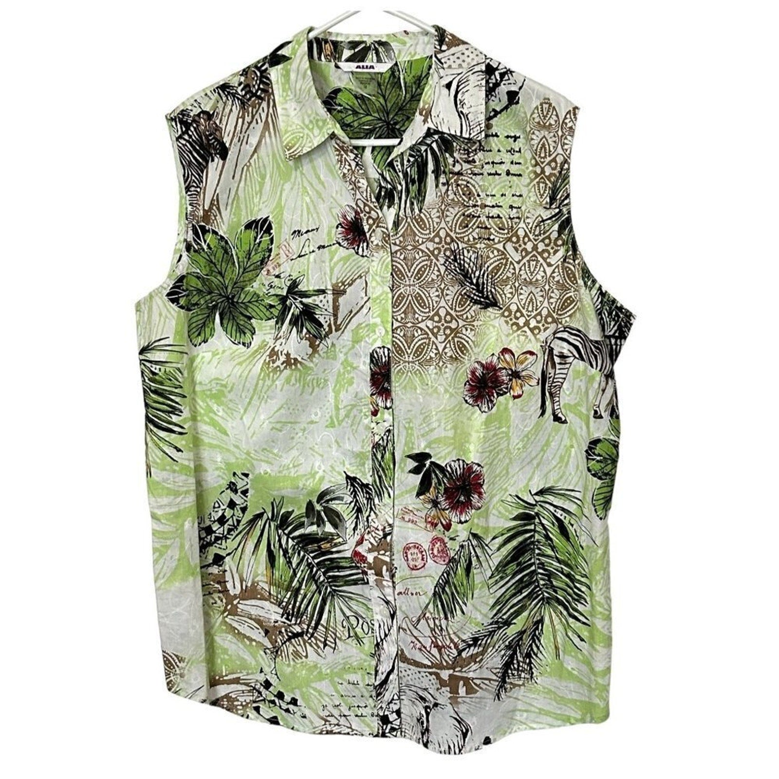 Alia Women’s Sleeveless Blouse Size 18 – Island Travel Top #B1497