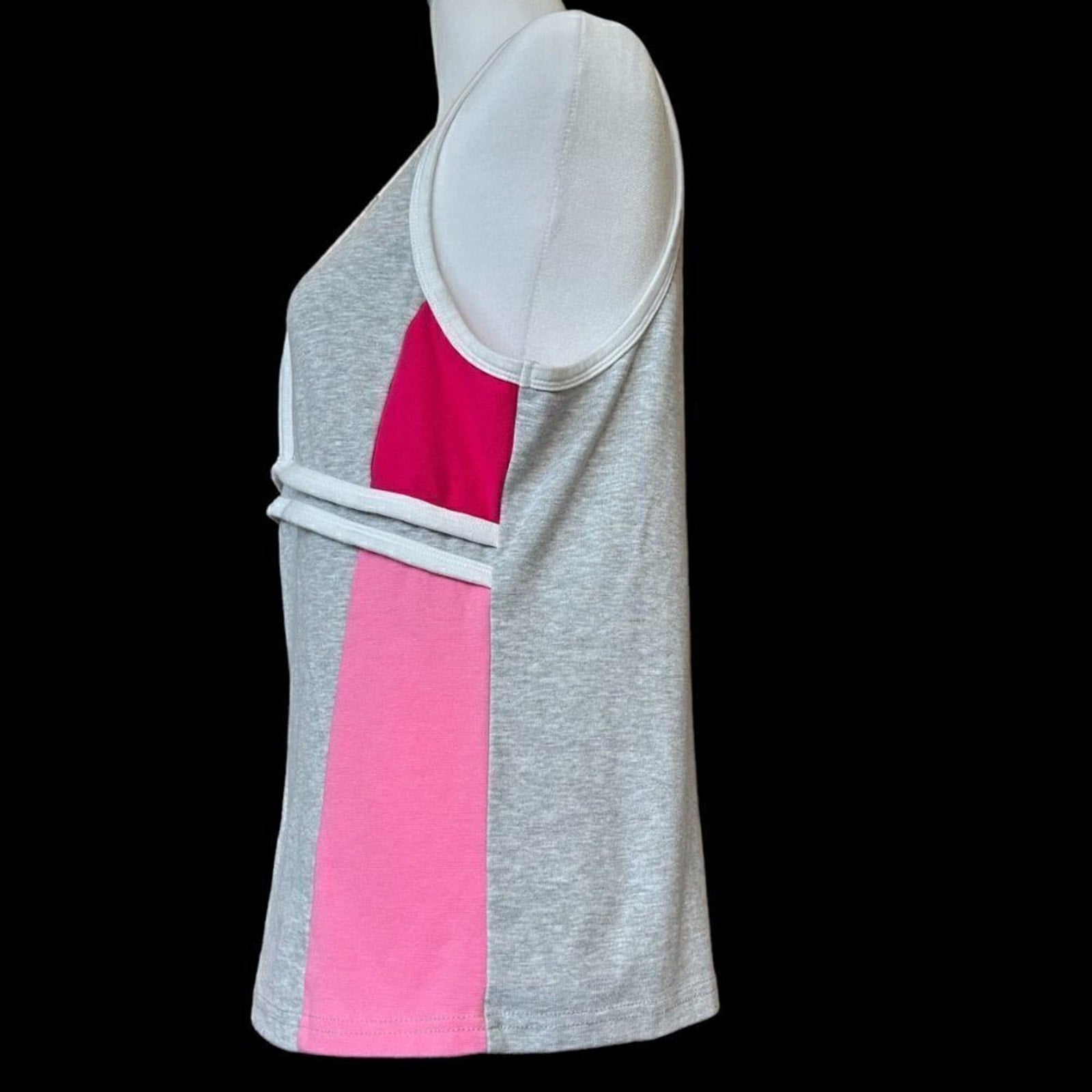G W Sport Women's Tank Top Size L, Cotton, Polyester Spandex, Gray, Pink, #A1193