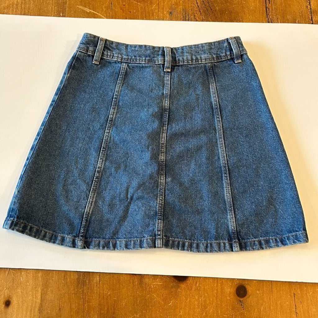 Divided Denim Mini Skirt Full Button Up Size 2 Blue 100% Cotton #12