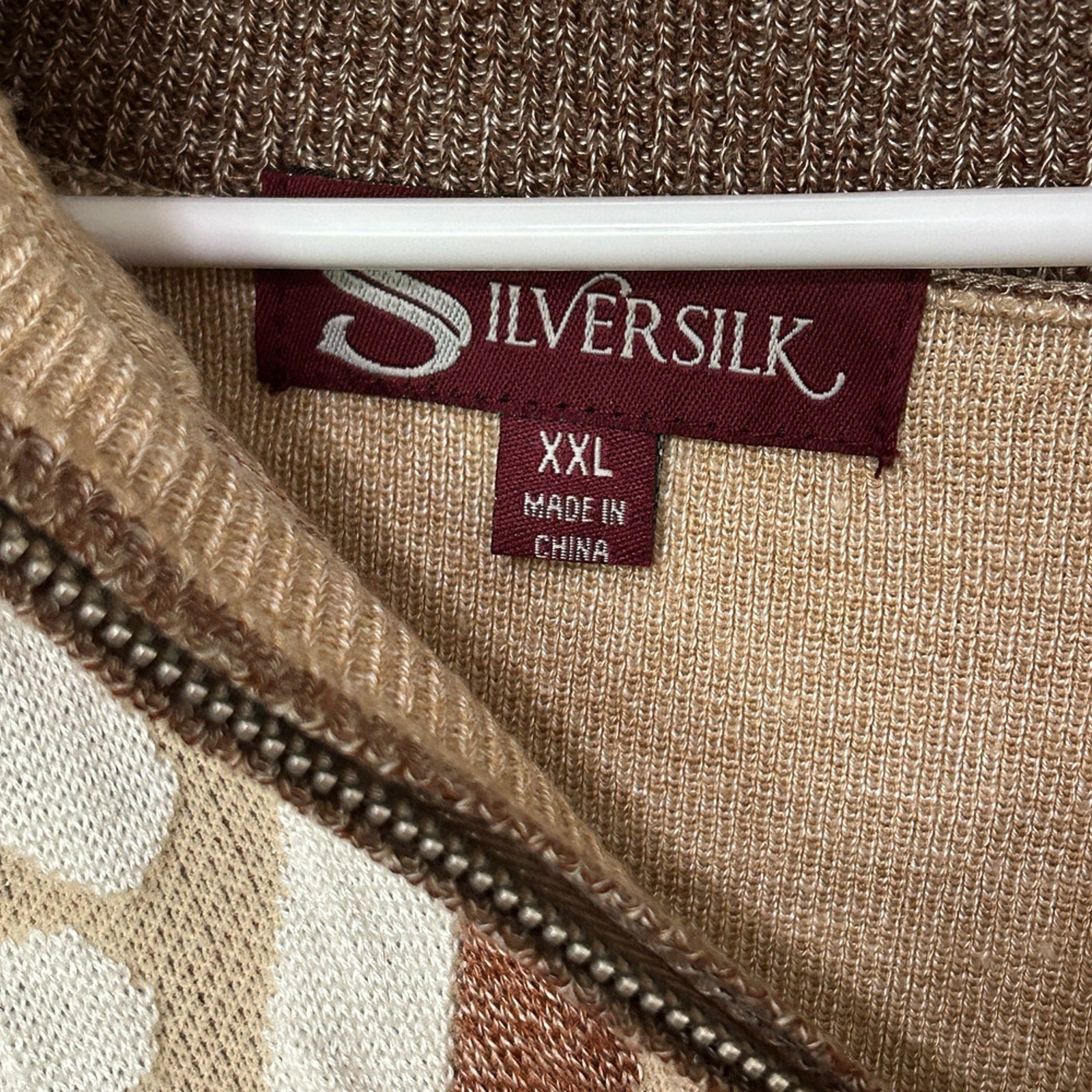 Silversilk Sweater Men's Size XXL Tan/Brown Heavy Fall/Winter Wear Zip Pockets