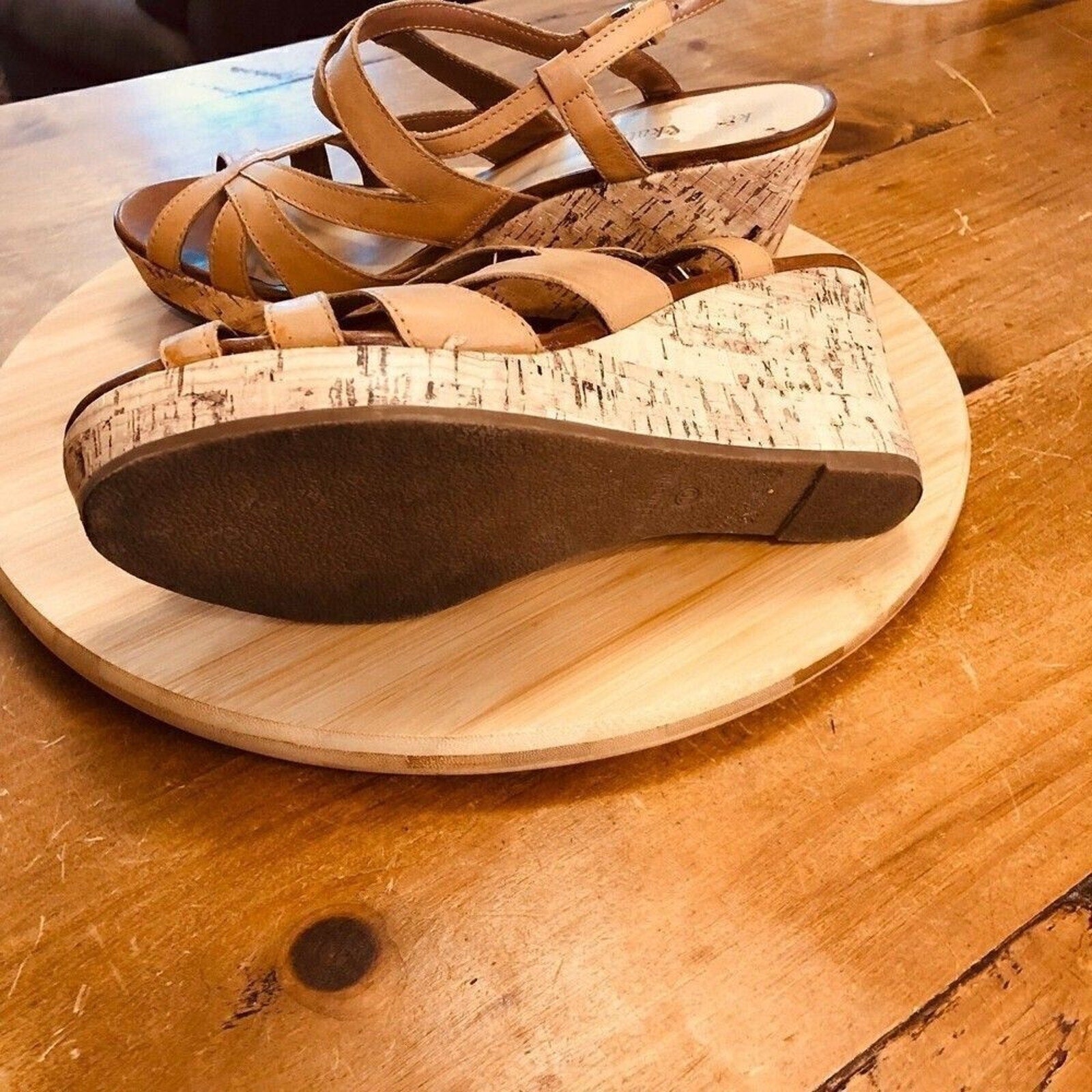 Kelly & Katie Cork Heel Wedge Sandals — Women’s Size 10
