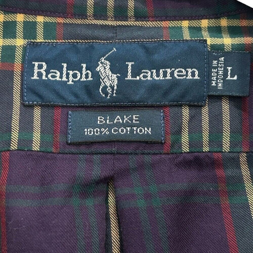 Ralph Lauren Men's Shirt Long Sleeve Purple Plaid Button Down Size Large #K1359