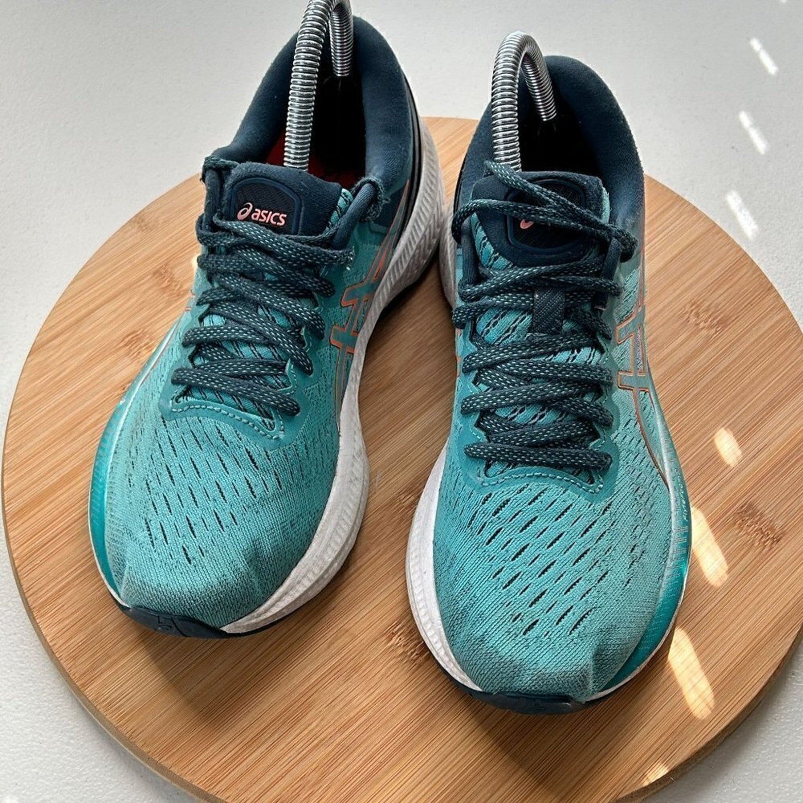 ASICS Women’s Gel-Kayano 27 Running Shoes — Teal / Blue / Orange, Size 7 (US)