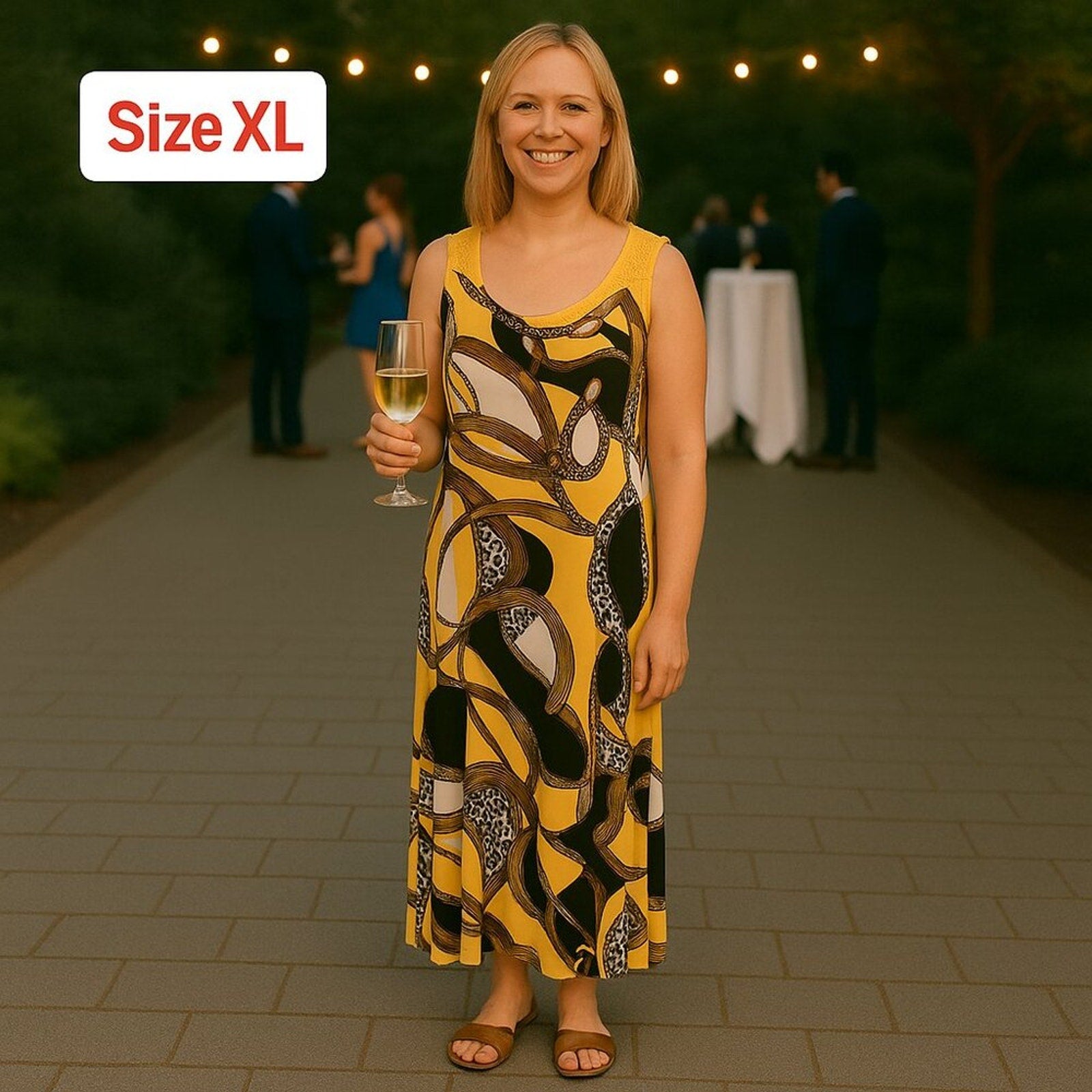 Paris Paris Paisley Maxi Dress Yellow Black Size XL | Boho Casual Comfort