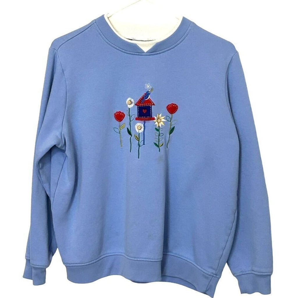 Kim Rogers Women's Size M Flowers, Sweatshirt, Mock T-Shirt Collar  #A-1594