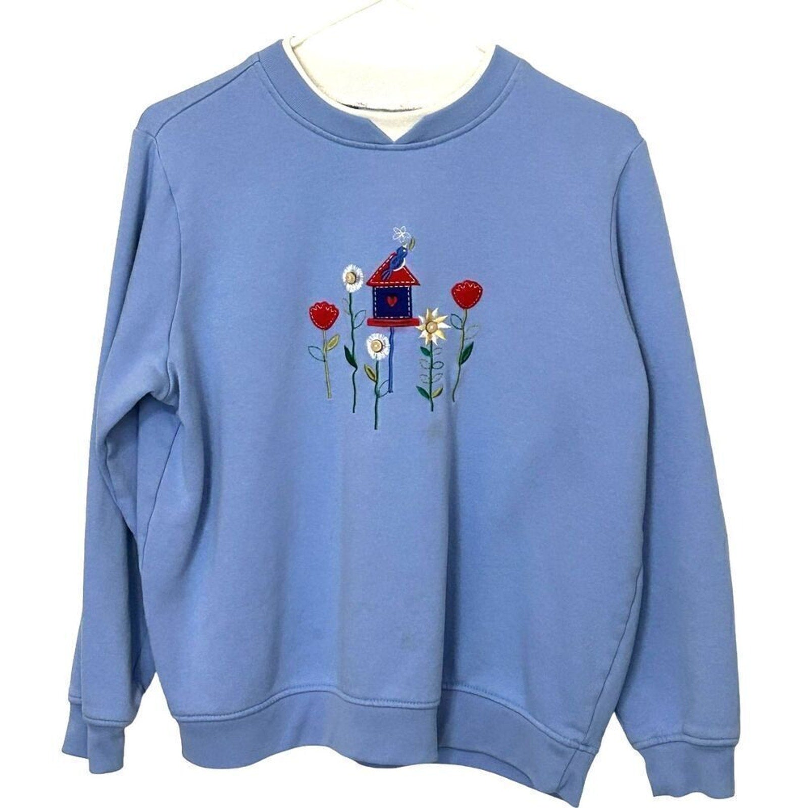 Kim Rogers Women's Size M Flowers, Sweatshirt, Mock T-Shirt Collar  #A-1594