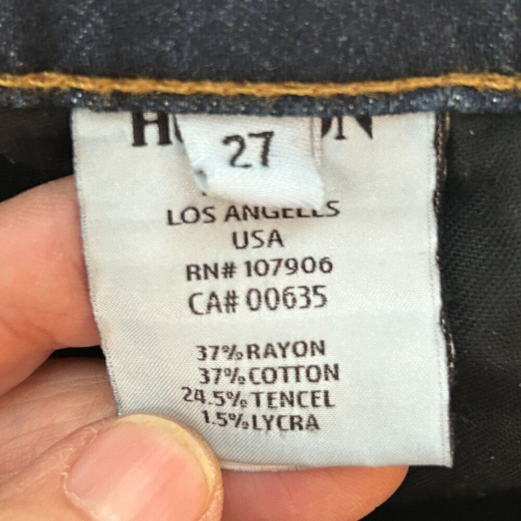Hudson Women's Jeans Size 27 Mid-Rise Slim Legs Dark Wash Blue Stretch #J3-1566