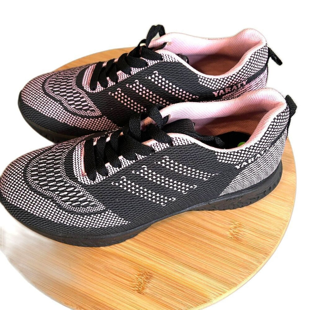 Yaraty Womens Jogger Sneakers Casual Size 8 Pink / Black Lace Up