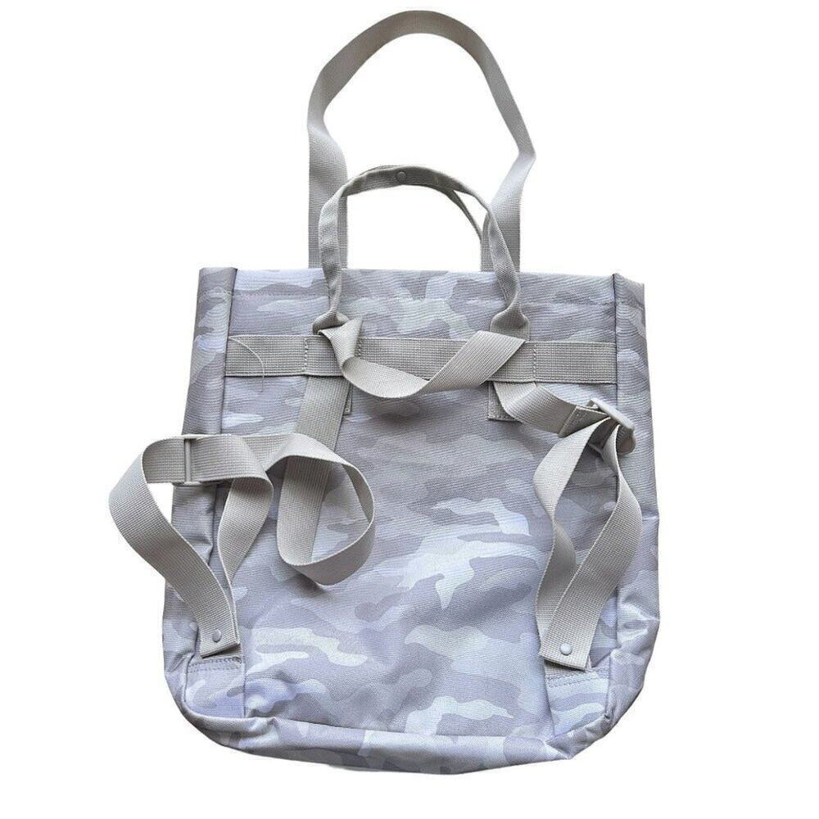 PINK Victoria's Secret Tote Bag Convertible Camo Backpack Light Grey NWOT