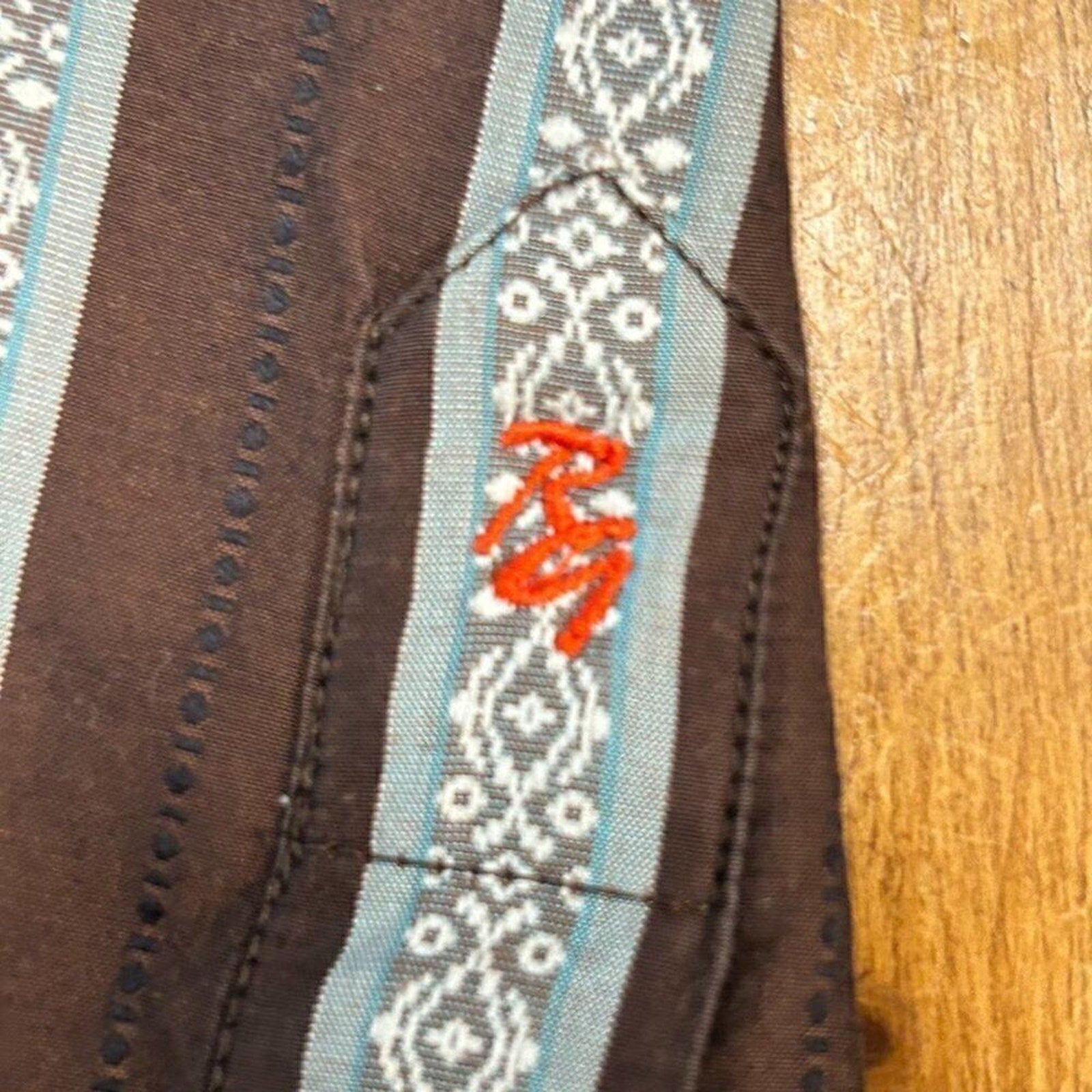 Robert Graham Mens Shirt Sz XL Striped Embroidered Rev.Cuffs Collar Stays #M1398