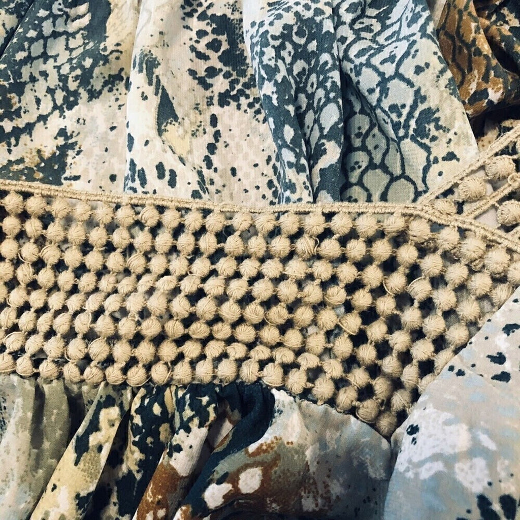 Blandolino Women’s Valerie Blouse L – Cotton Beaded Boho #1014