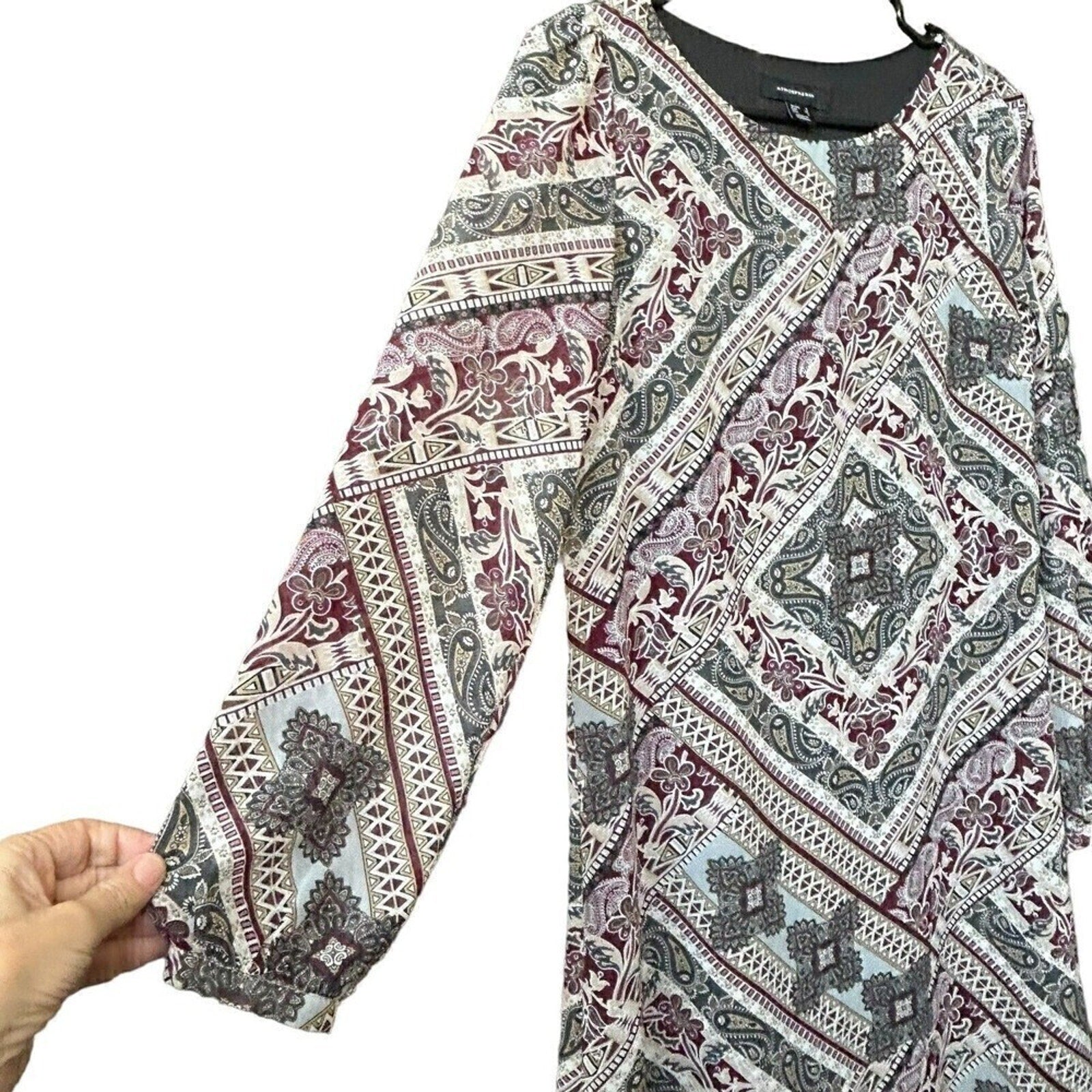 Atmosphere shift dress 3/4 sleeve scoop neck stretch lined size 4 #HB