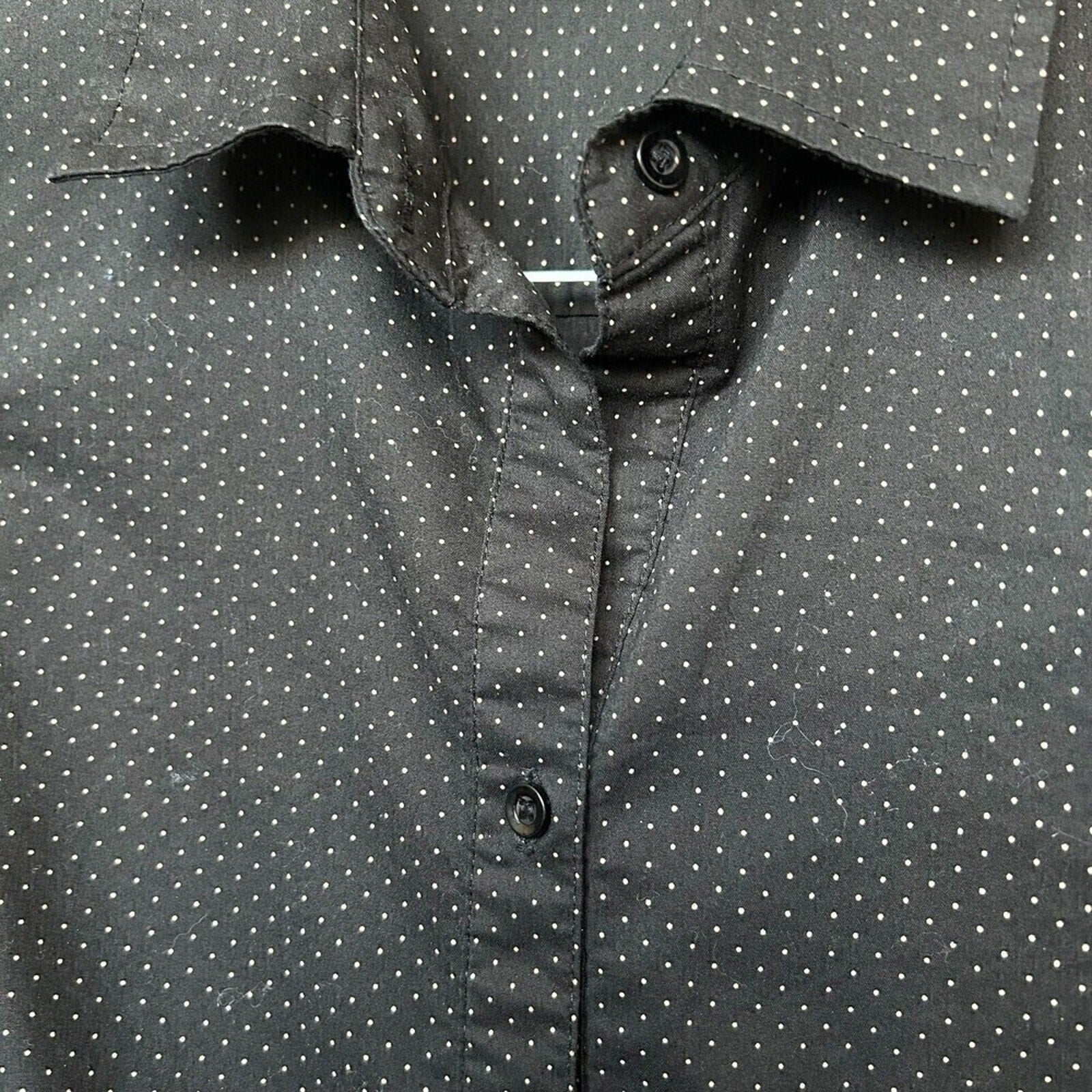 George Womens Black Gold Polka Dot Blouse Button Up Lg. Sleeve Sz 4-6 (S) #J1305