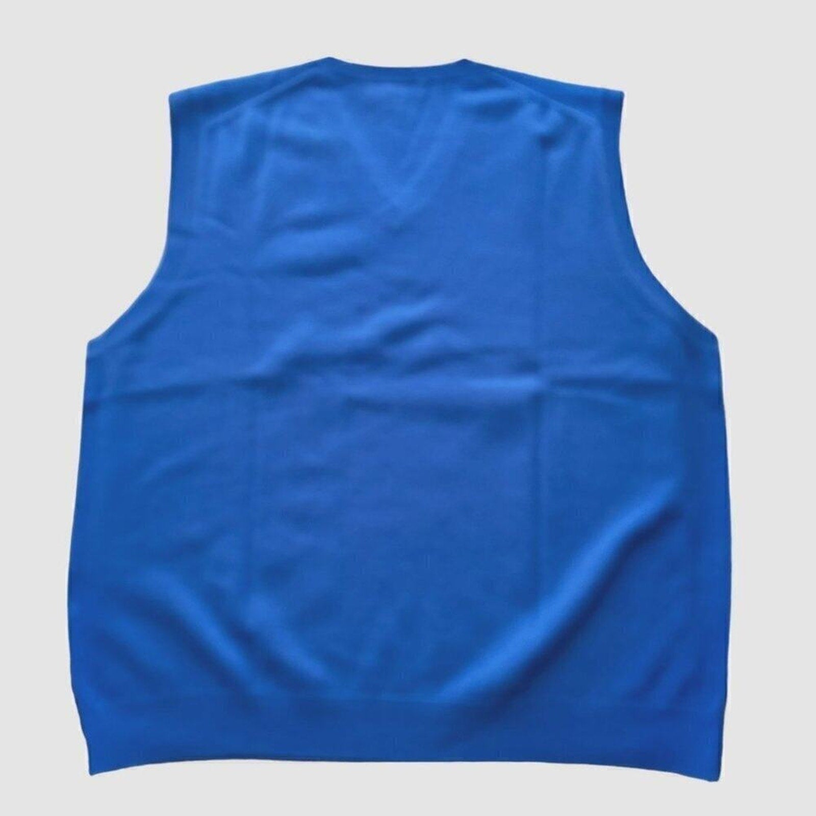 Lands End Vintage 90's 100% Cashmere Sweater Vest Blue V-Neck Golf